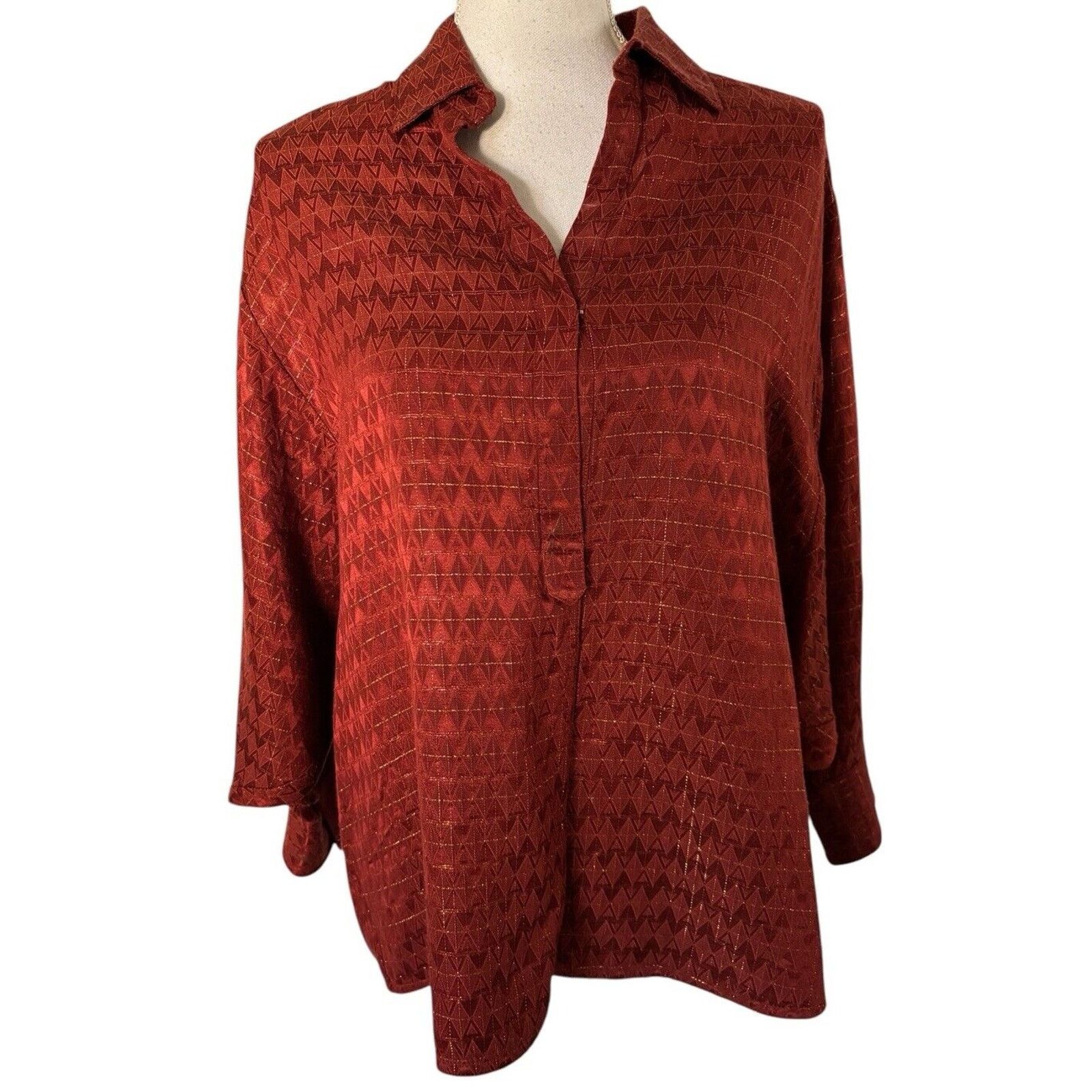 Elizabeth and James Elizabeth and James Rust Gold Pull Over Dolman Blouse S Size S / US 4 / IT 40 - 1 Thumbnail