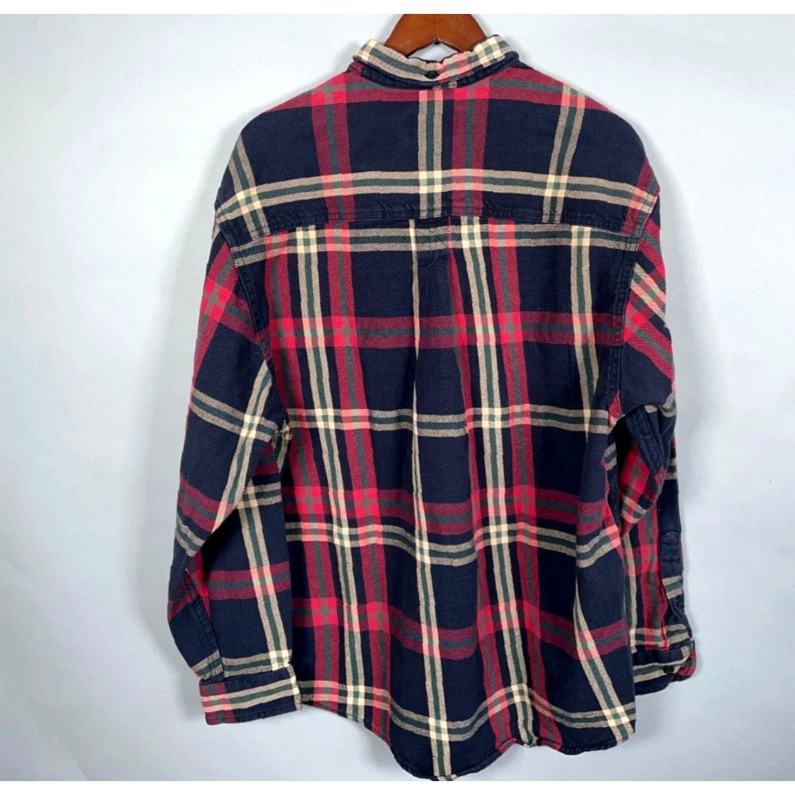 Eddie Bauer VTG Eddie Bauer Oversized Flannel Shirt Men Large Red Blue Plaid Heavyweight Cotton Cotton Flannel 90s Grunge Men’s Large Size US L / EU 52-54 / 3 - 3 Thumbnail