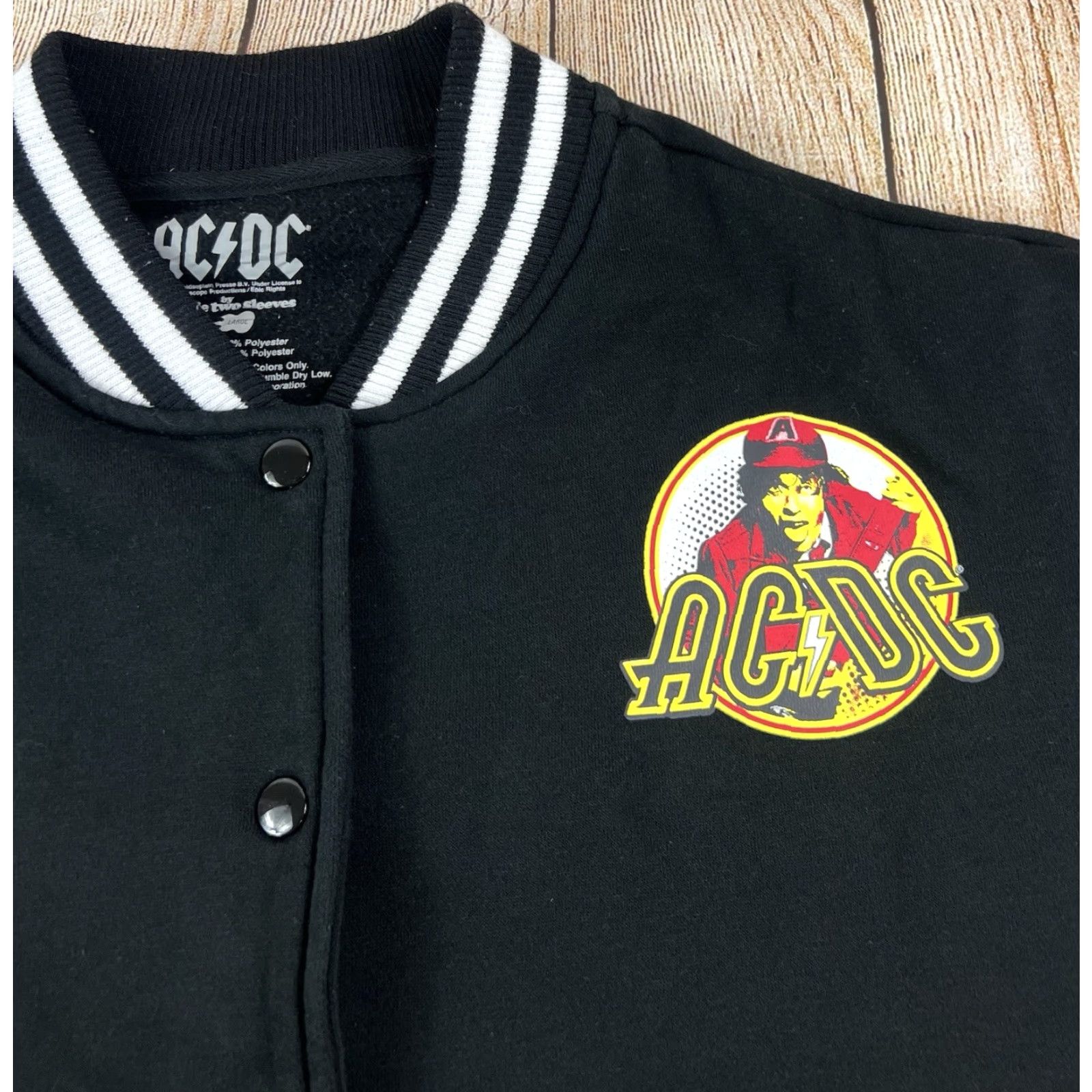 Vintage Goodie Two Sleeves AC/DC Goodie Two Sleeves Varsity Jacket Snap Black L Men Large Rock Music High Voltage Casual Jacket Size US L / EU 52-54 / 3 - 4 Thumbnail