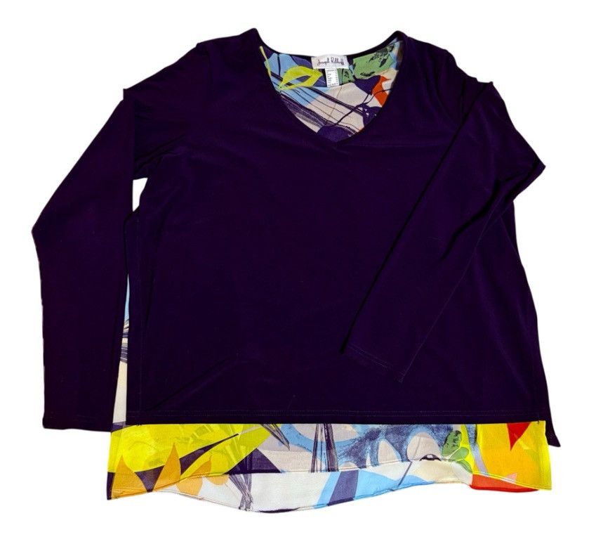 Joseph Ribkoff Joseph Ribkoff Long Sleeve Abstract Layered Top– Size 16 Size XXL / US 16-18 / IT 52-54 - 1 Thumbnail