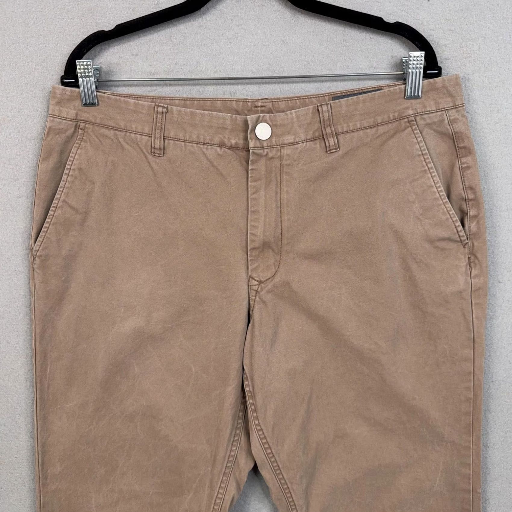 Bonobos Bonobos Mens Pants Beige Chino Flat Front Straight Leg Cotton Twill Casual XS-XL? Size US 35 - 2 Thumbnail