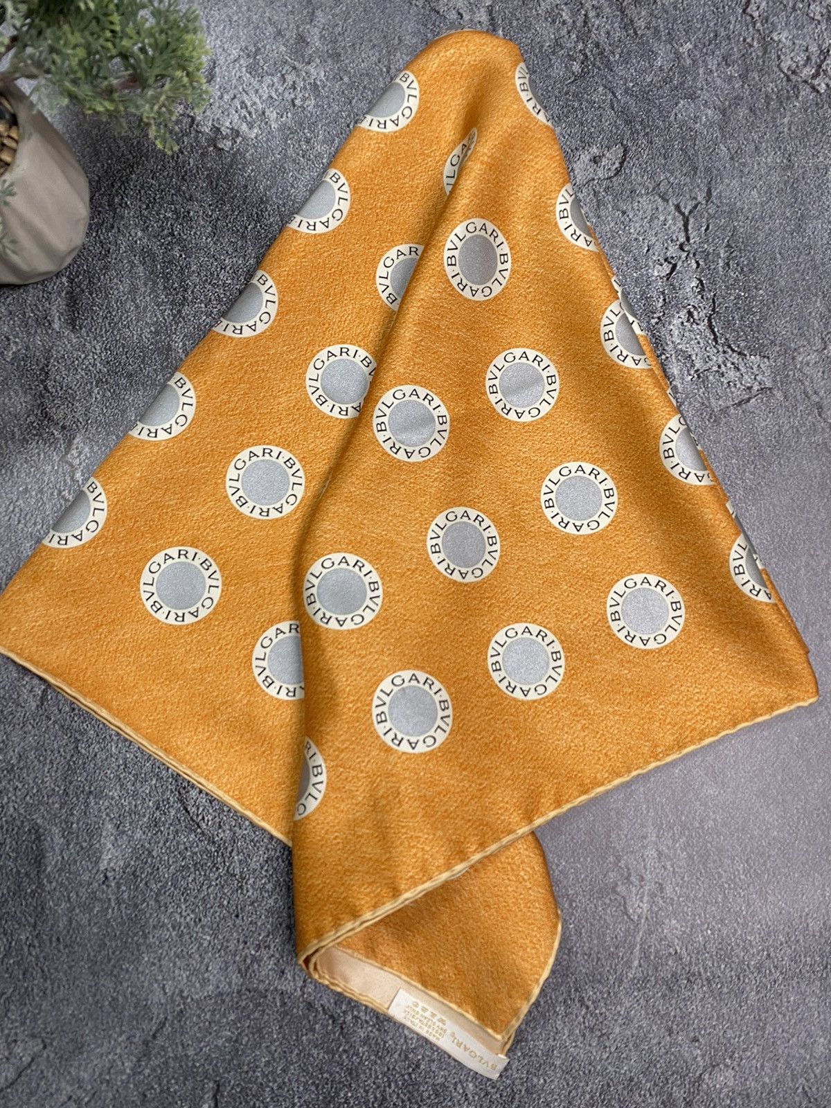 Bvlgari × Vintage Bvlgari vintage monogram silk scarf orange women Rare Size ONE SIZE - 8 Thumbnail