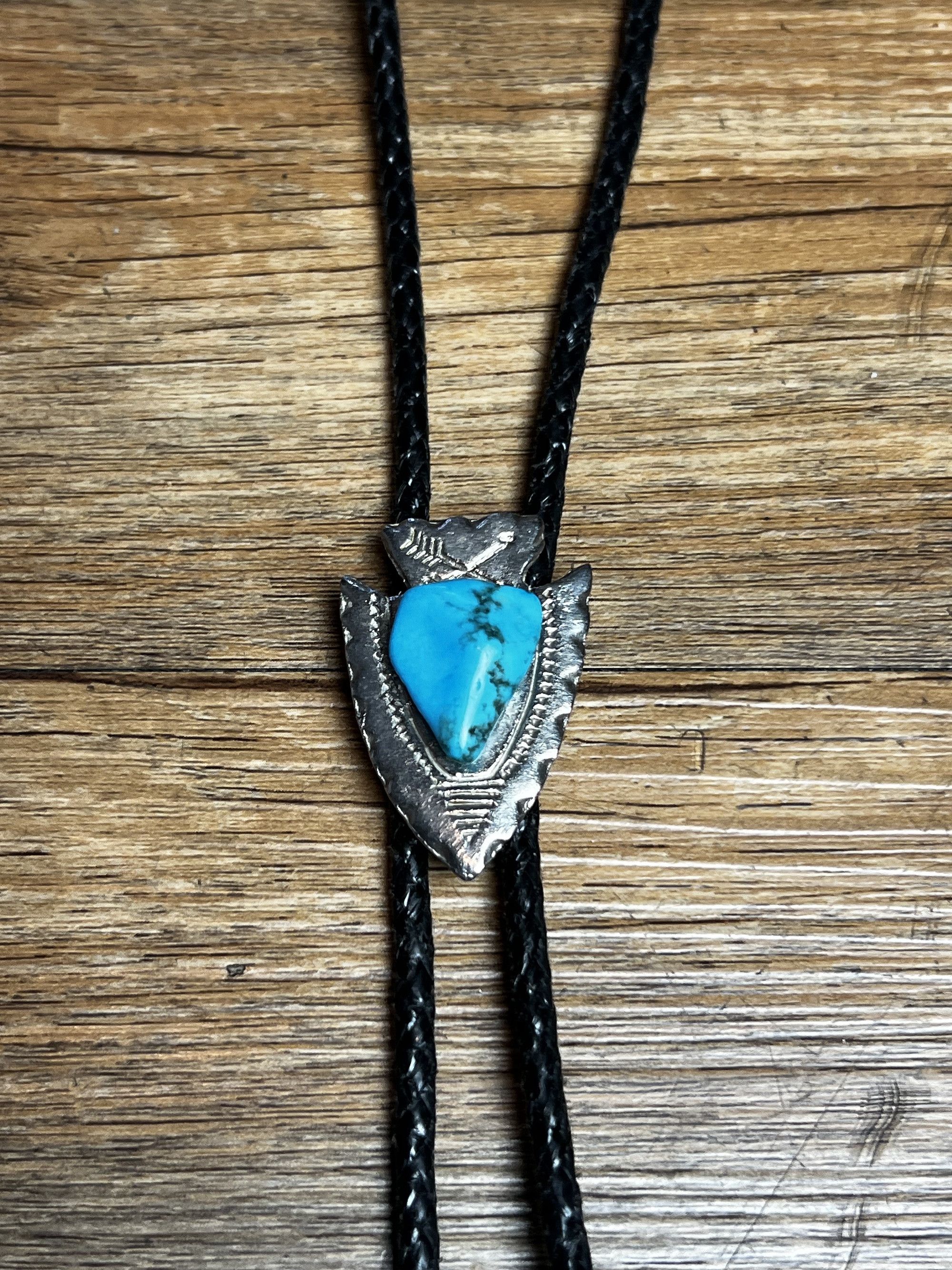 Vintage Vintage MCM Silver and Turquoise Bolo Neck Tie Size ONE SIZE - 4 Thumbnail