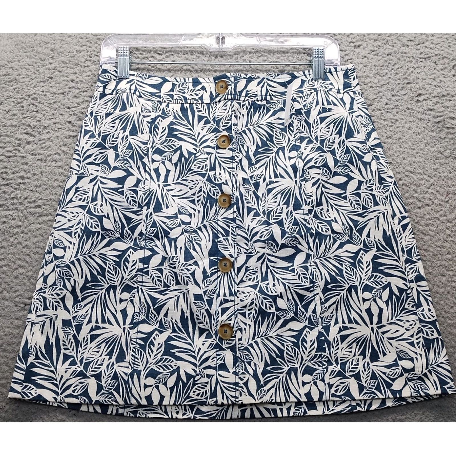 Loft LOFT Womens Skirt 6 A-Line Leaf Print Multicolor Cotton With Stretch Lined Button Zip Front Back Female Size 6 Short NWT Size 28" / US 6 / IT 42 - 2 Thumbnail