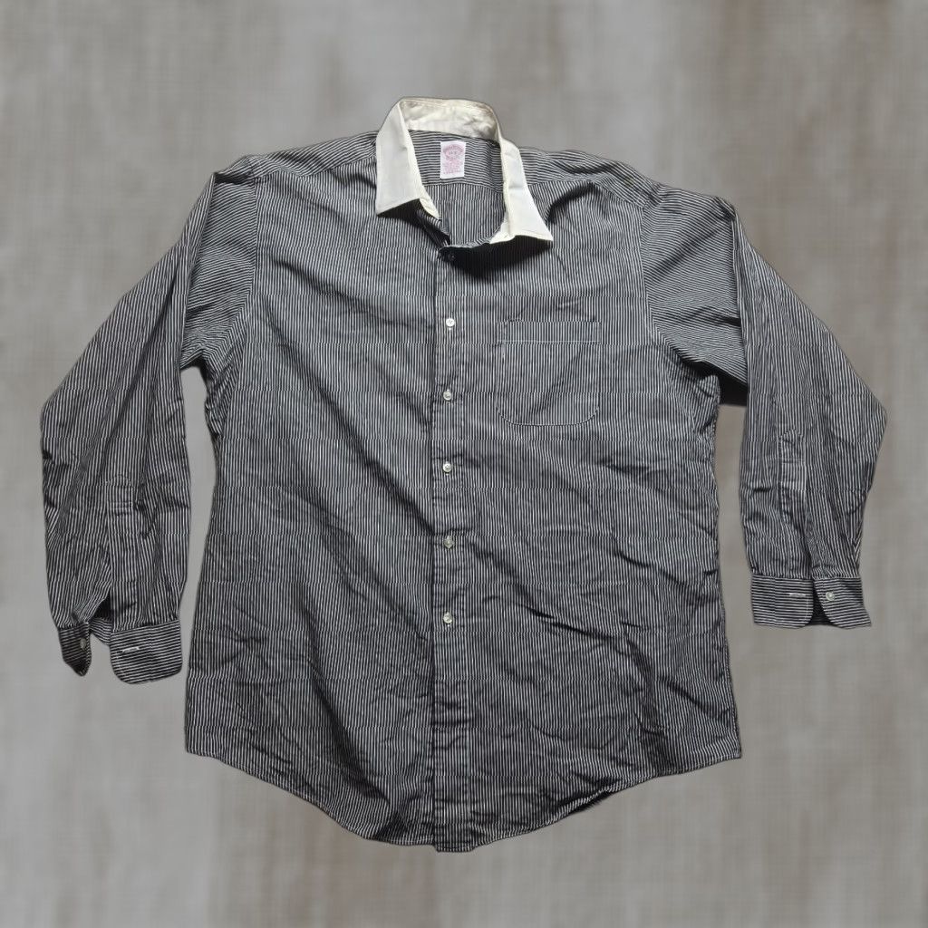 Brooks Brothers VINTAGE Brooks Brothers Dress Shirt Men Large Black White  Stripe Long Sleeve Button-Down Non-Iron 17 | Grailed