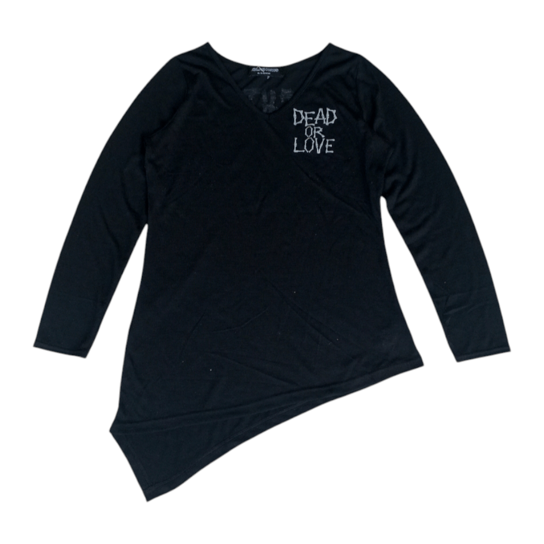 Japanese Brand Glad News - "DeadOrLove" Asymmetrical Long Sleeve Tshirt Size US L / EU 52-54 / 3 - 1 Thumbnail