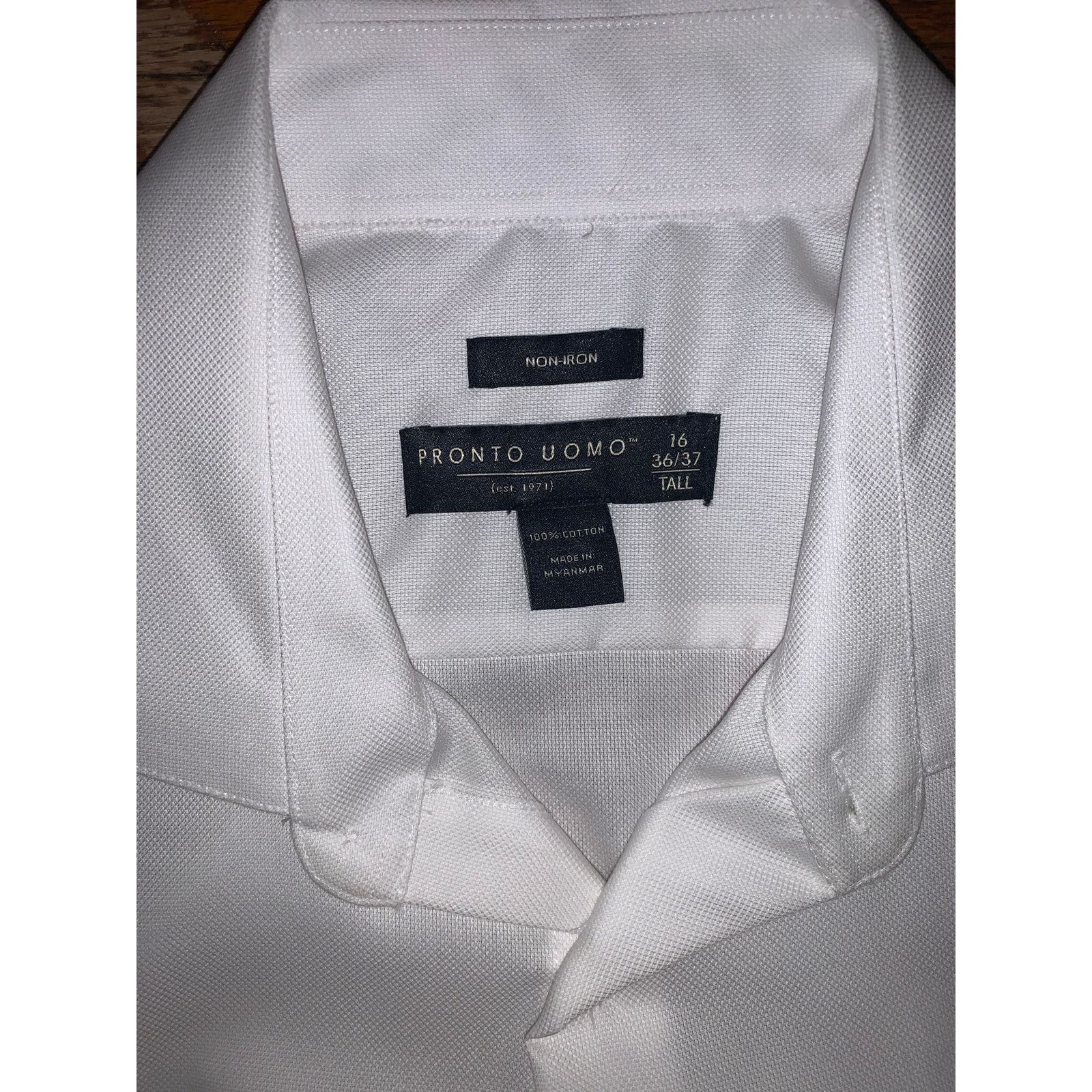 Pronto Uomo Pronto Uomo White Dress Shirt 16 36/37 Tall NWT Size US L / EU 52-54 / 3 - 7 Thumbnail