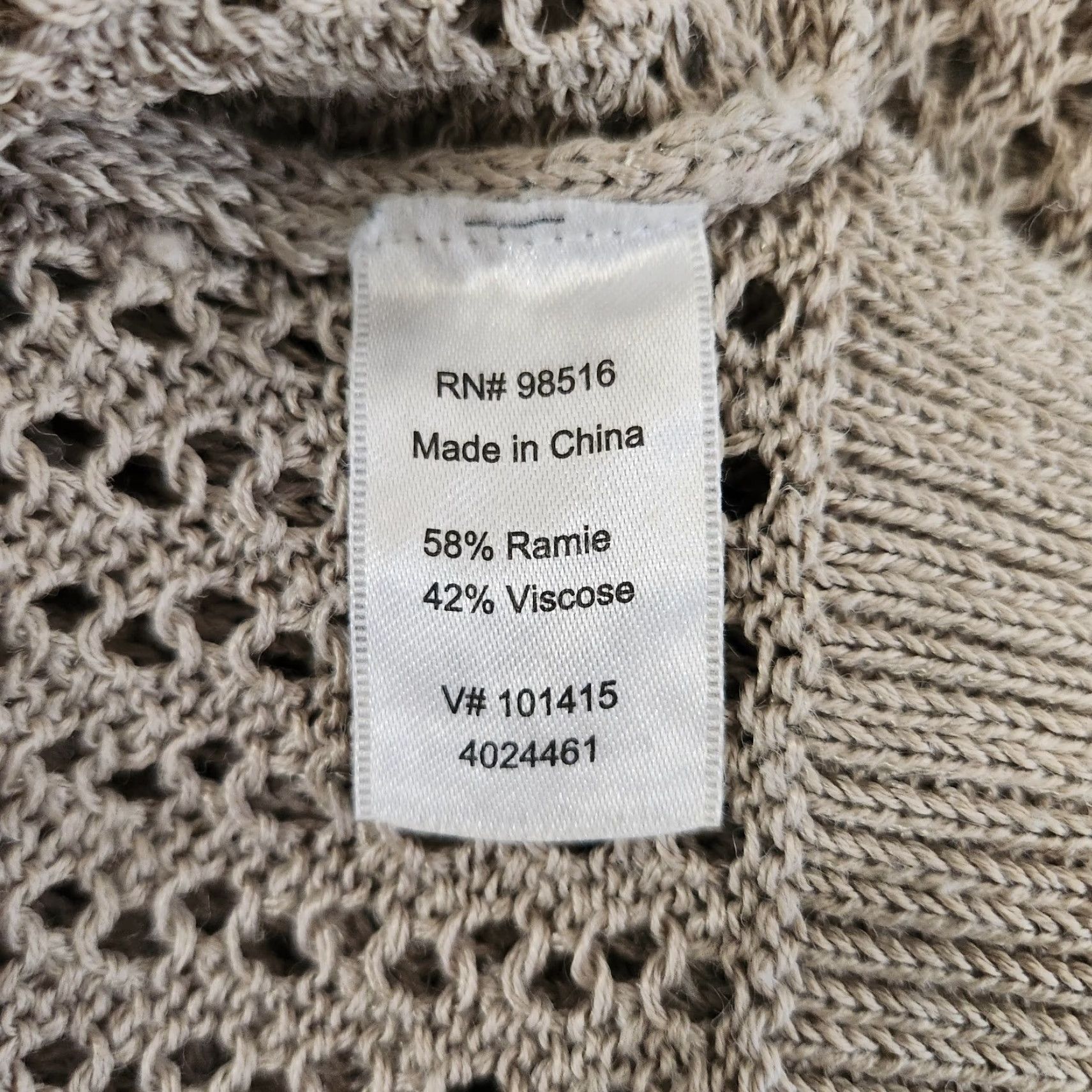 Coldwater Creek Coldwater Creek Womens Beige Ramie Blend Crochet Open Knit Crewneck LS Sweater |M| Size M / US 6-8 / IT 42-44 - 6 Thumbnail