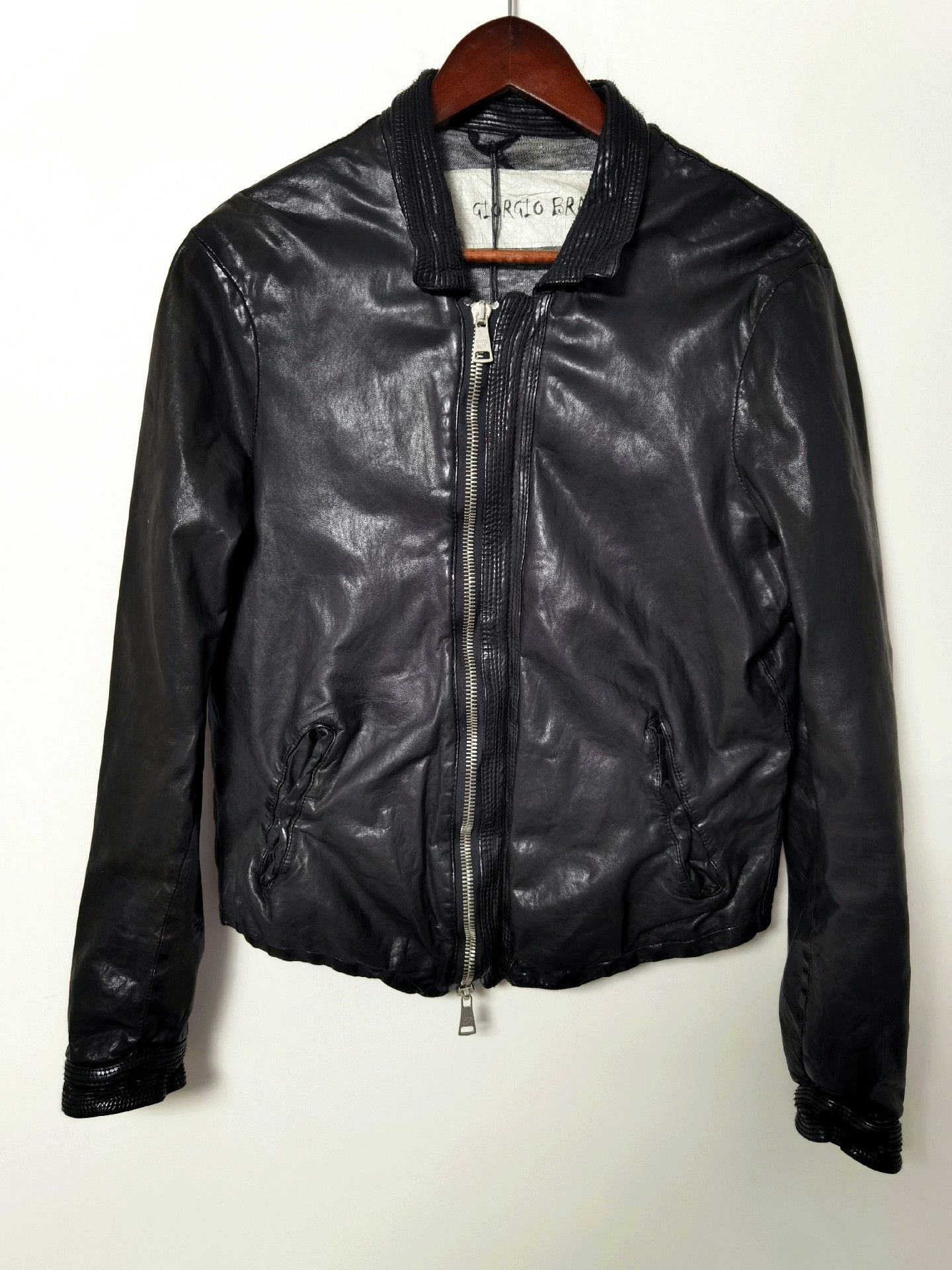 Giorgio Brato Giorgio Brato Slim Distressed Leather Jacket 48 Size US M / EU 48-50 / 2 - 1 Thumbnail