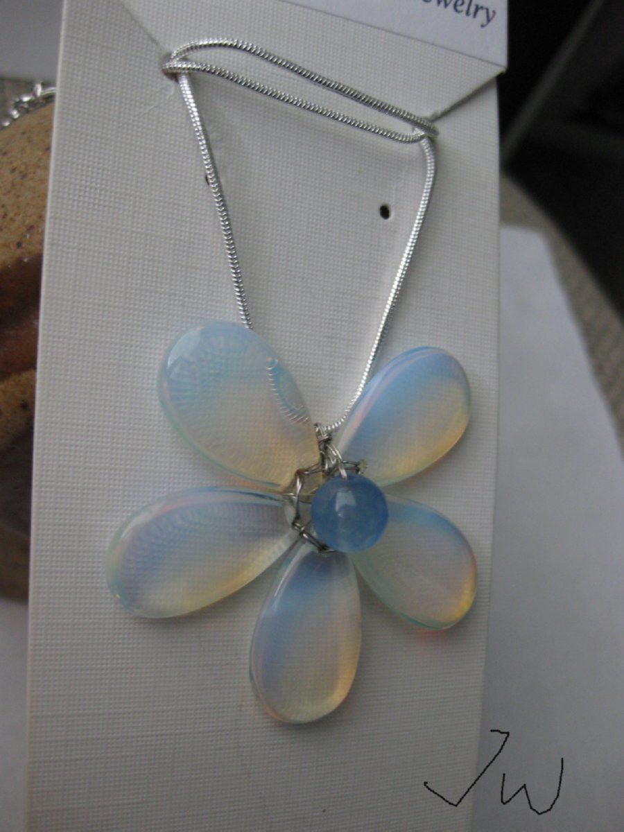 Jewelry Opalite Flower Silver necklace Size ONE SIZE - 2 Thumbnail