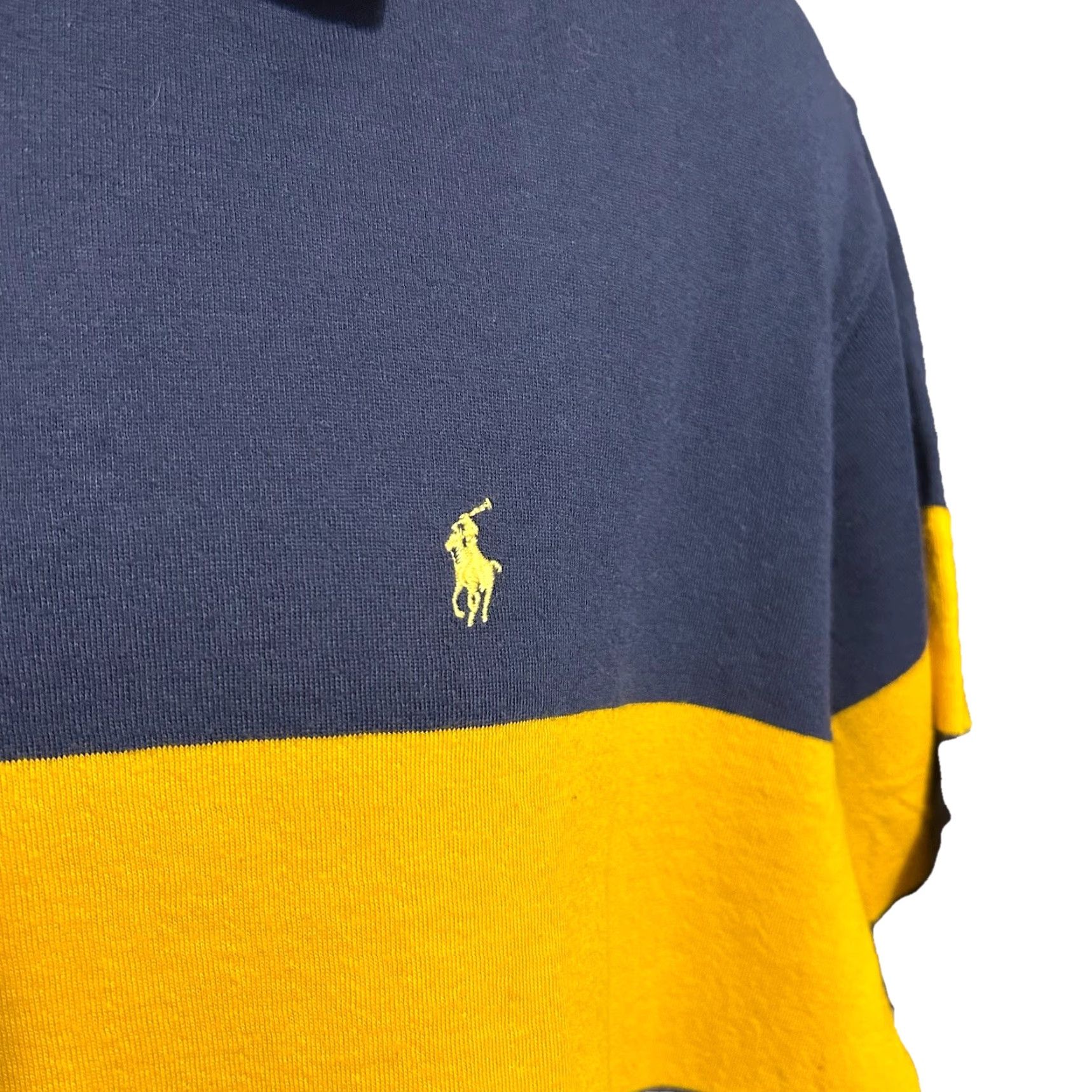Polo Ralph Lauren VTG Polo Ralph Lauren Polo Shirt Men XL Navy Blue Yellow Stripe Pony Chest Size US XL / EU 56 / 4 - 6 Thumbnail