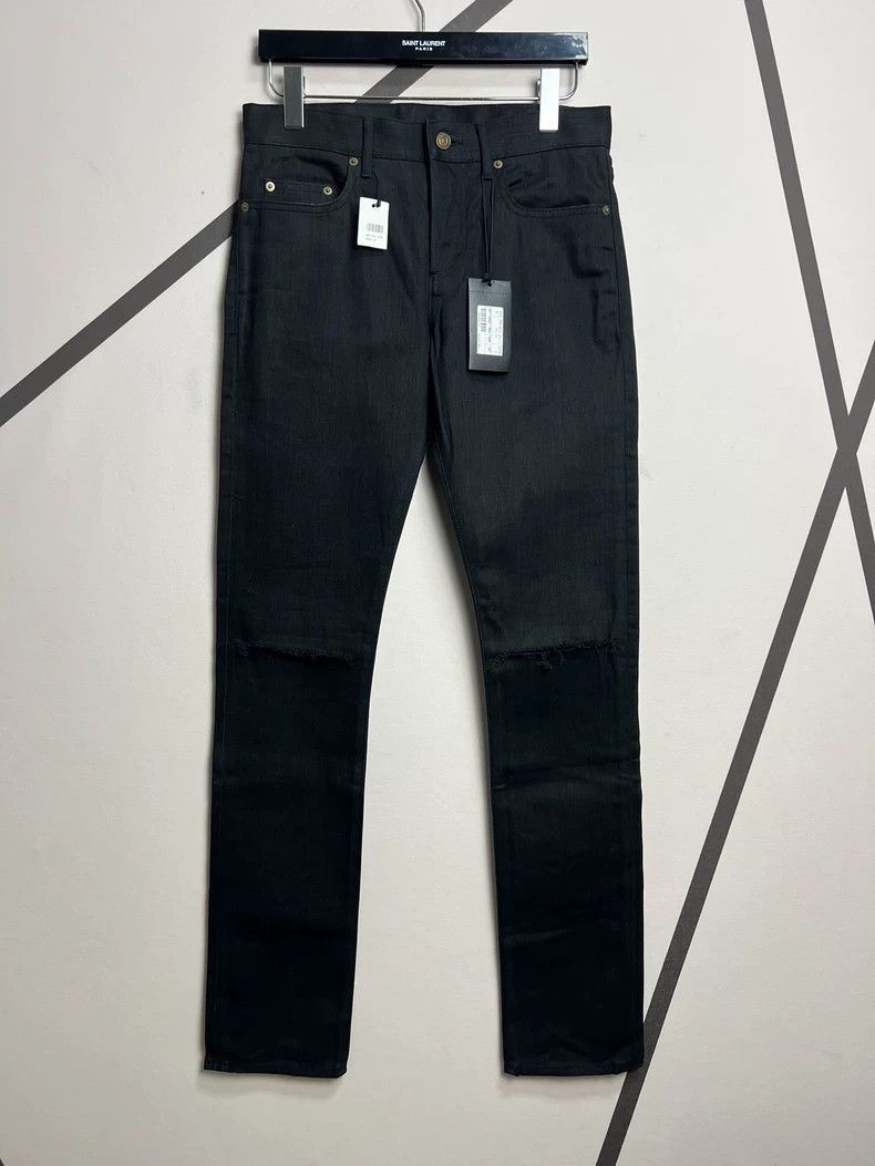 Saint Laurent Paris Saint Laurent Paris Saint Laurent Black Distressed Denim P Size US 29 - 1 Thumbnail