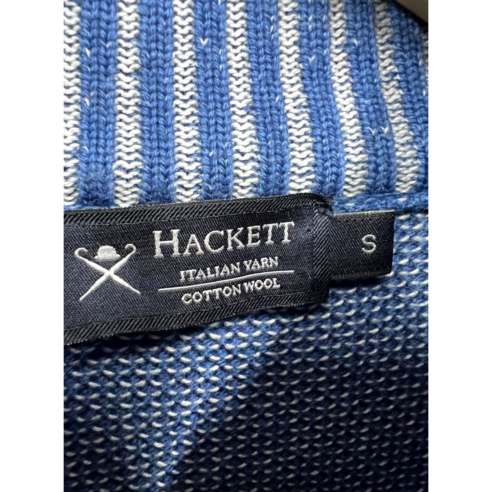 Hackett Hackett London Cardigan Sweater Wool Cotton Size S Blue Mens Regular Long Sleeve High Neck Silk? (note: no additional text) Size US S / EU 44-46 / 1 - 4 Thumbnail