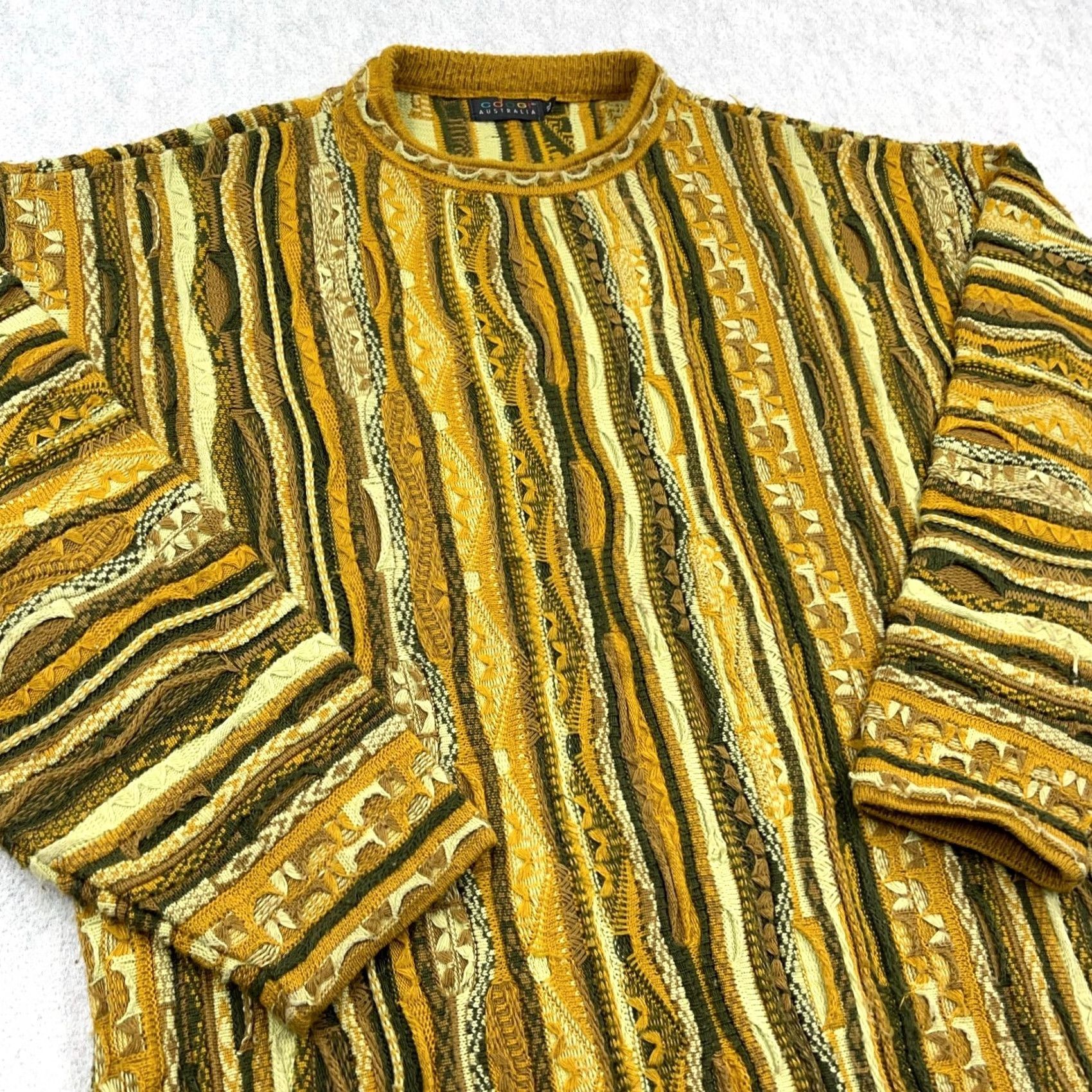 Coogi VINTAGE COOGI Sweater Men XL Yellow 3D Knit Textured Biggie Cosby Grandpa 90s Shirt Men XL Yellow Hip Hop 90s Mens Size US XL / EU 56 / 4 - 3 Thumbnail