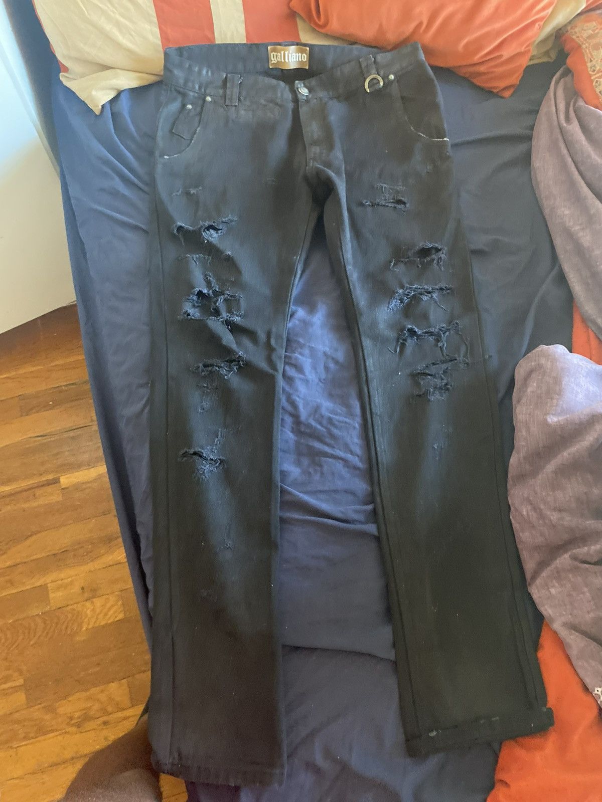 John Galliano Galliano Distressed Black Jeans (IT 48 / US 34 Size US 34 / EU 50 - 1 Thumbnail