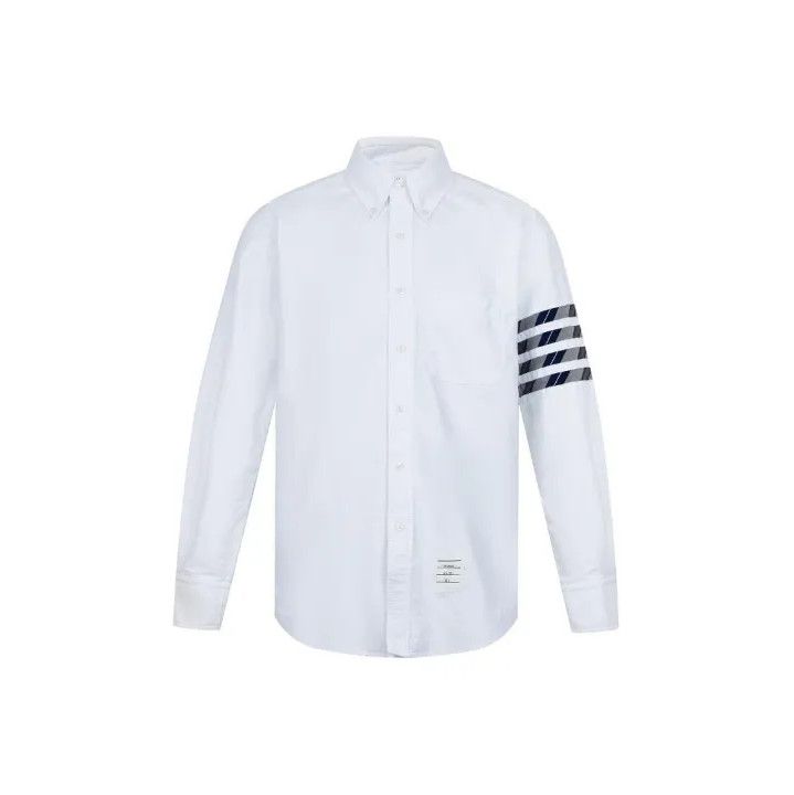 Thom Browne Thom Browne White Long Sleeve Oxford Shirt Size US S / EU 44-46 / 1 - 1 Thumbnail