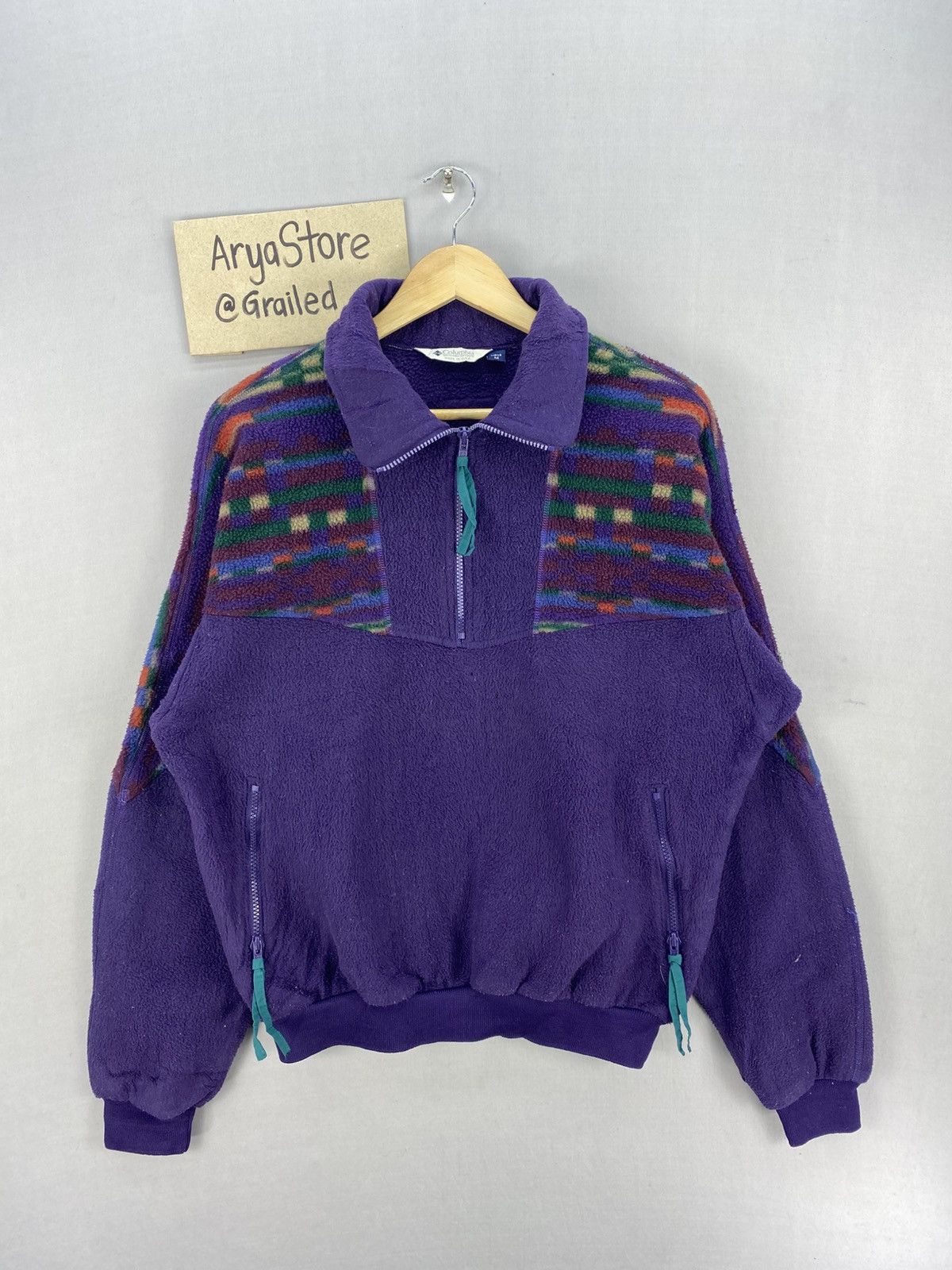 Columbia Vintage 80’s Columbia Anorak Fleece Half Zipper Jacket Size US L / EU 52-54 / 3 - 1 Thumbnail