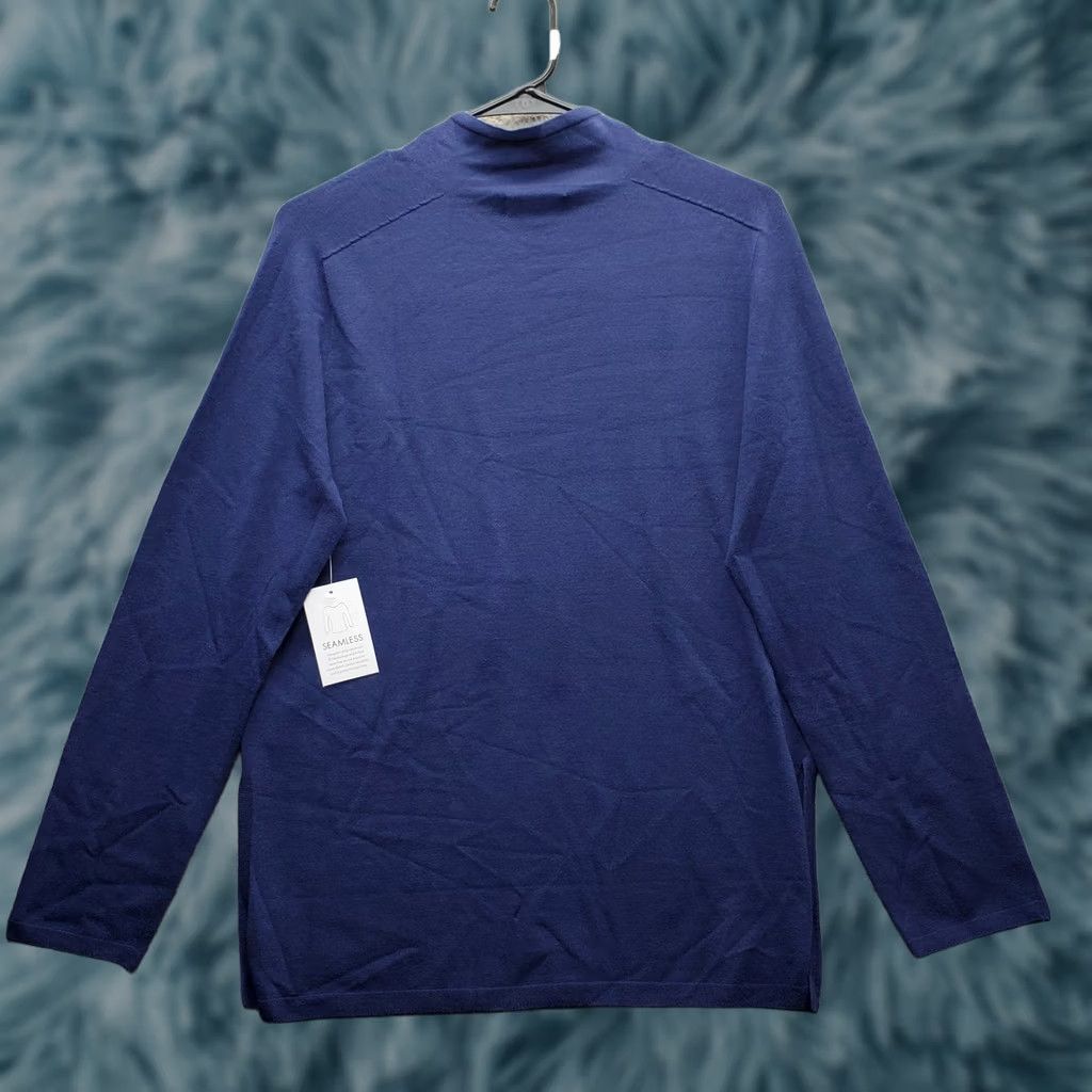 Vintage 525 America Womens Blouse Shirt M Regular Navy Knit Long Sleeve Mock Neck Slit 525 America Top Womens Medium Navy Long Sleeve Mock Neck Slit Size M / US 6-8 / IT 42-44 - 1 Thumbnail