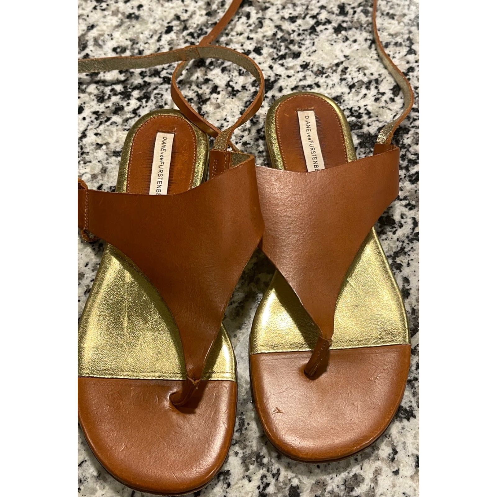 Diane von Furstenberg Diane von Furstenberg MITZI Sandal Women 7 Brown Strappy Leather Shoes Size US 7 / IT 37 - 3 Thumbnail
