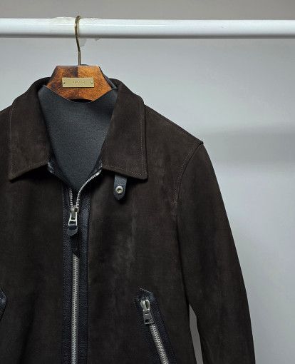 Tom Ford o1sm1stk0624 Buttery Suede Contrast Blouson Jacket in Ebony Size US L / EU 52-54 / 3 - 2 Thumbnail