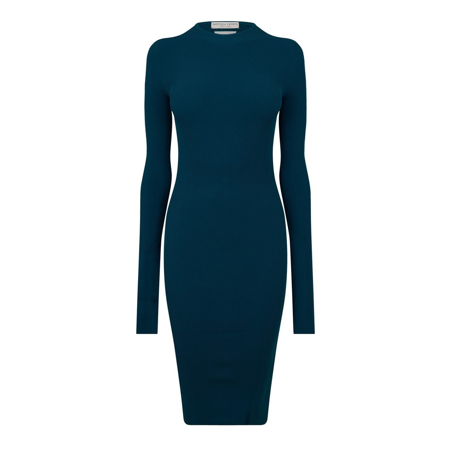 Bottega Veneta Bottega Veneta Crew Neck Midi Bodycon Dress in Blue Size S / US 4 / IT 40 - 1 Thumbnail