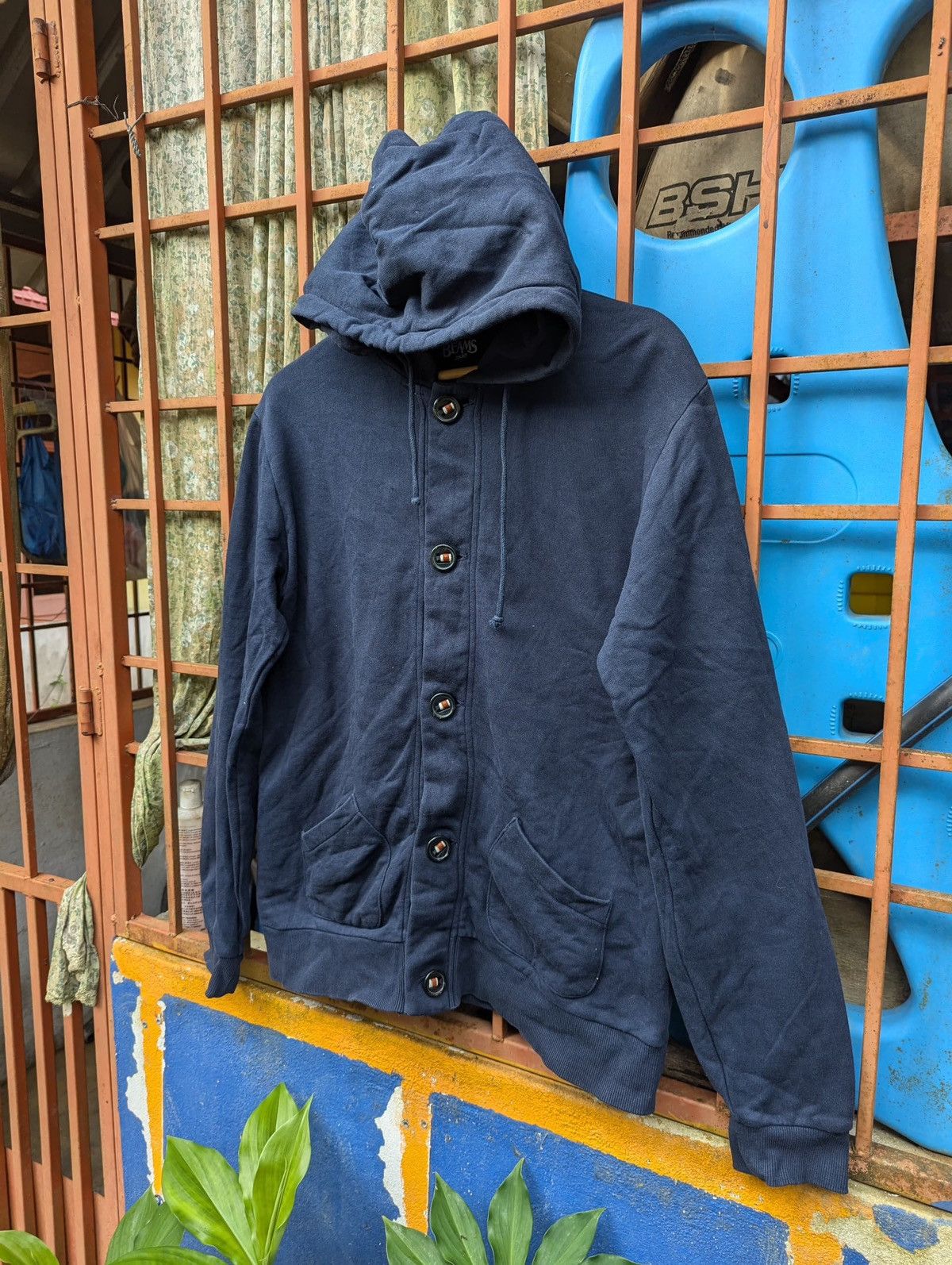 Beams Plus Beams Snap Buttonup Sweatshirt Hoodie Size US L / EU 52-54 / 3 - 5 Thumbnail