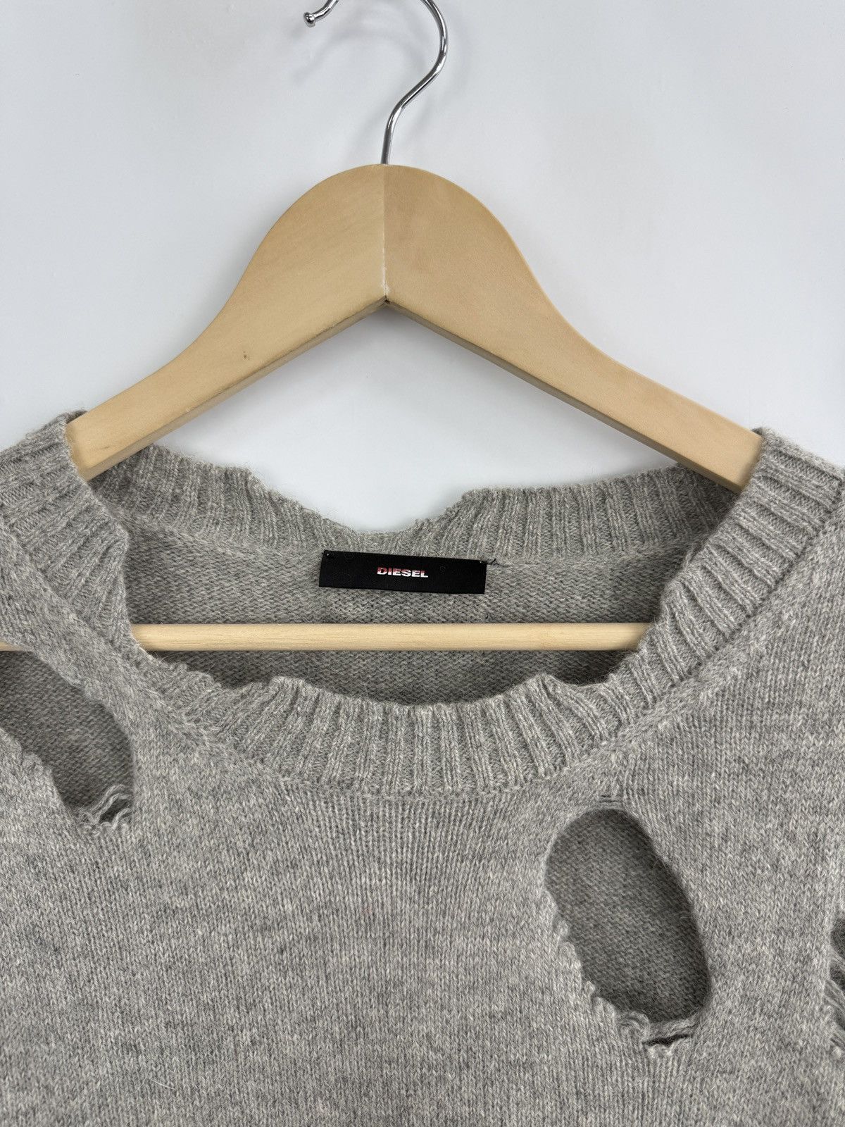 Diesel 🇮🇹 Diesel Distressed Alpaca Wool Knit Sweater Made in Italy Size L / US 10 / IT 46 - 8 Thumbnail