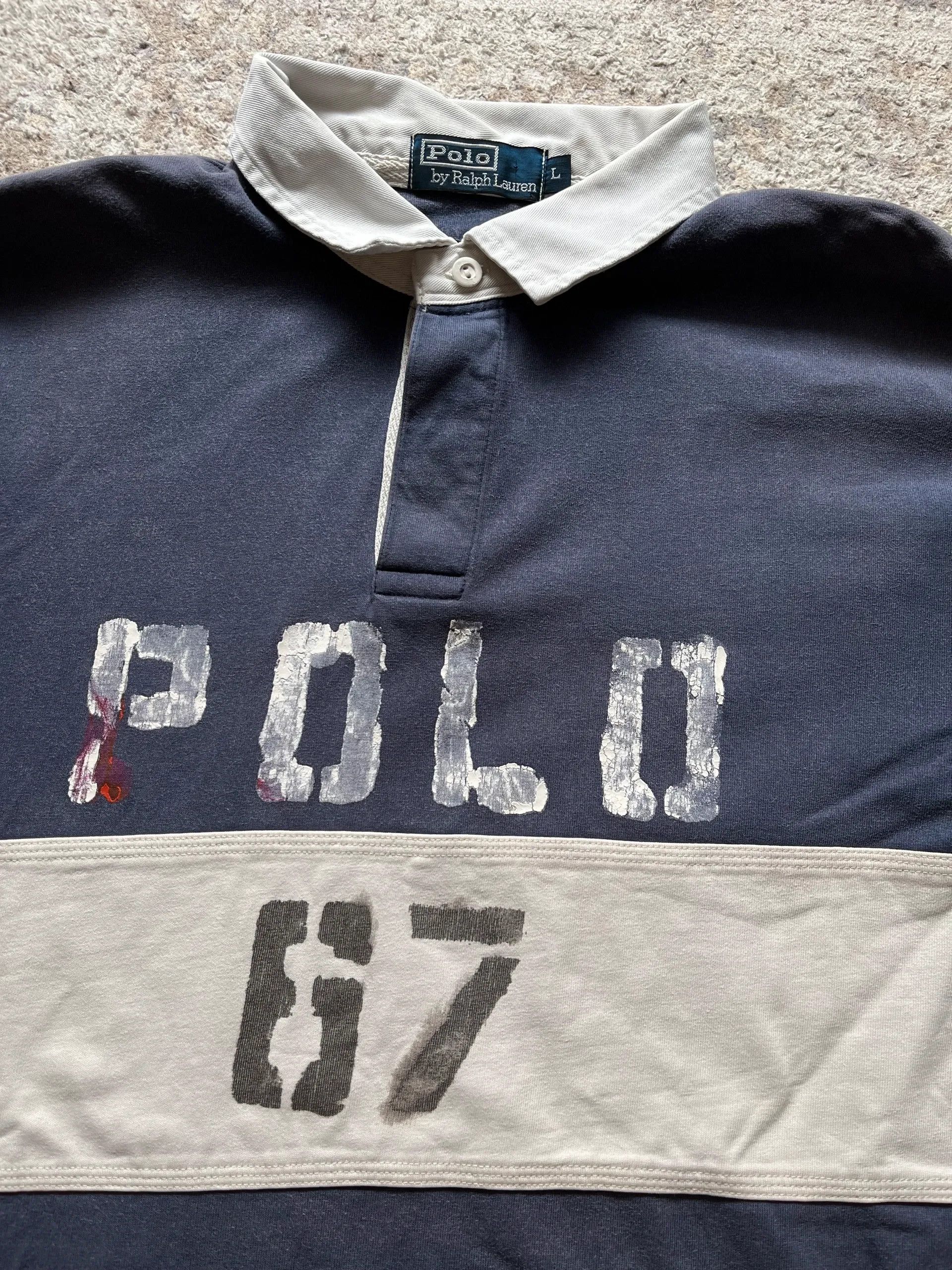 Polo Ralph Lauren Polo Ralph Lauren 67 Spell Out Polo Shirt Rare Print Vintage Size US L / EU 52-54 / 3 - 3 Thumbnail