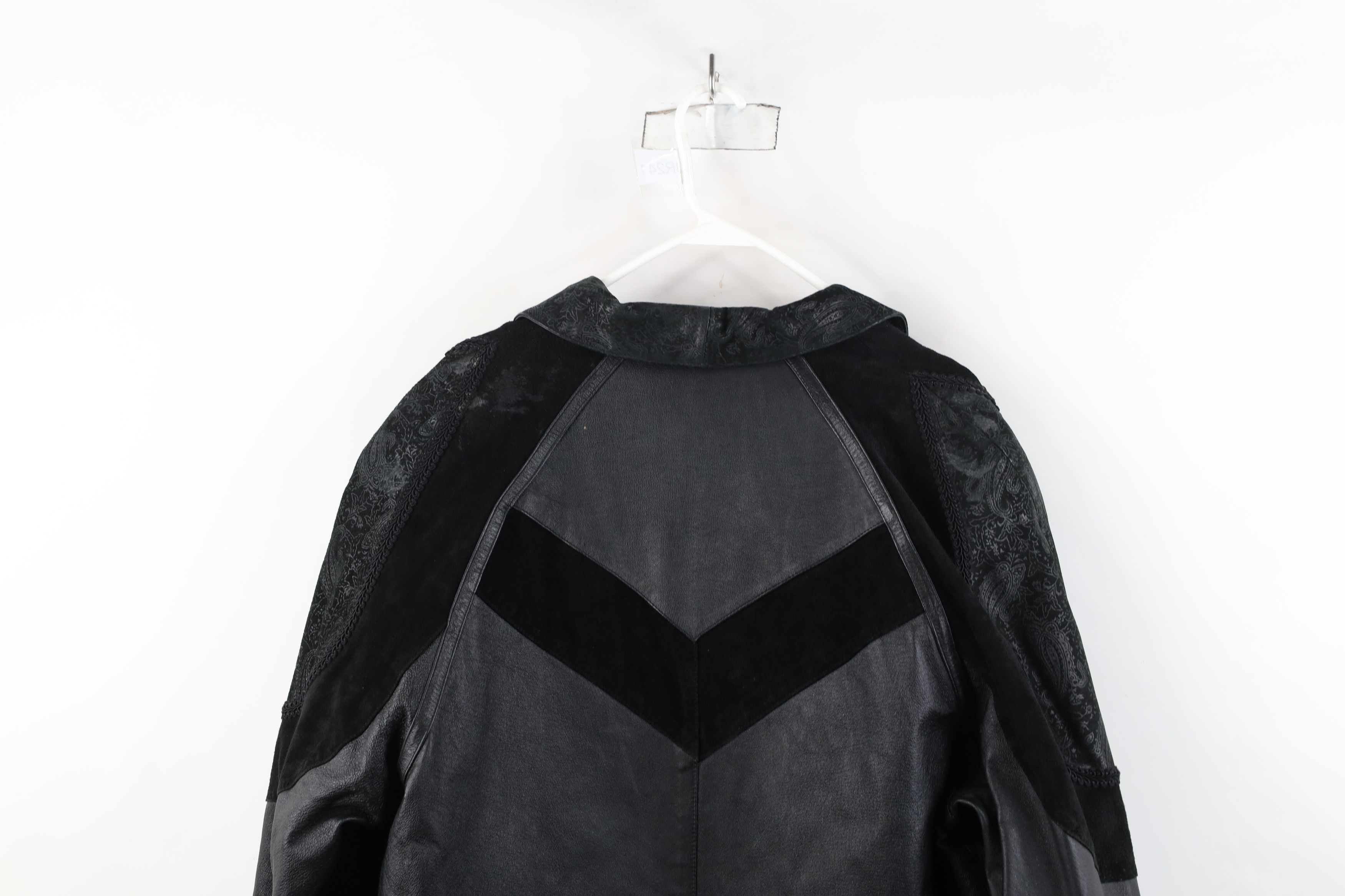 Vintage Vintage 90s Streetwear Gothic Paisley Leather Coat Jacket Size L / US 10 / IT 46 - 12 Thumbnail