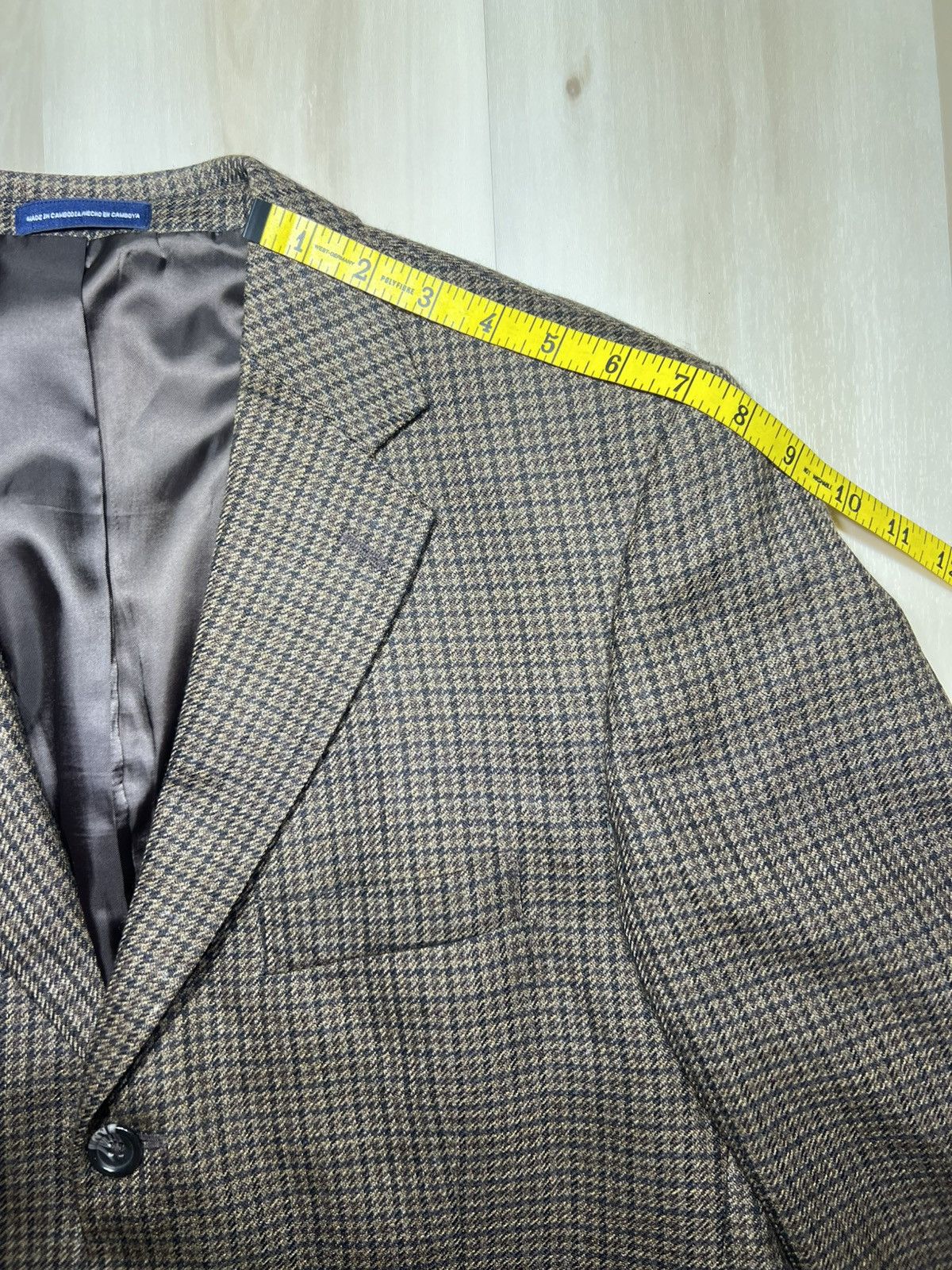 Stafford Stafford Essential Mens 40R Brown Houndstooth 3 Button Size 40R - 6 Thumbnail