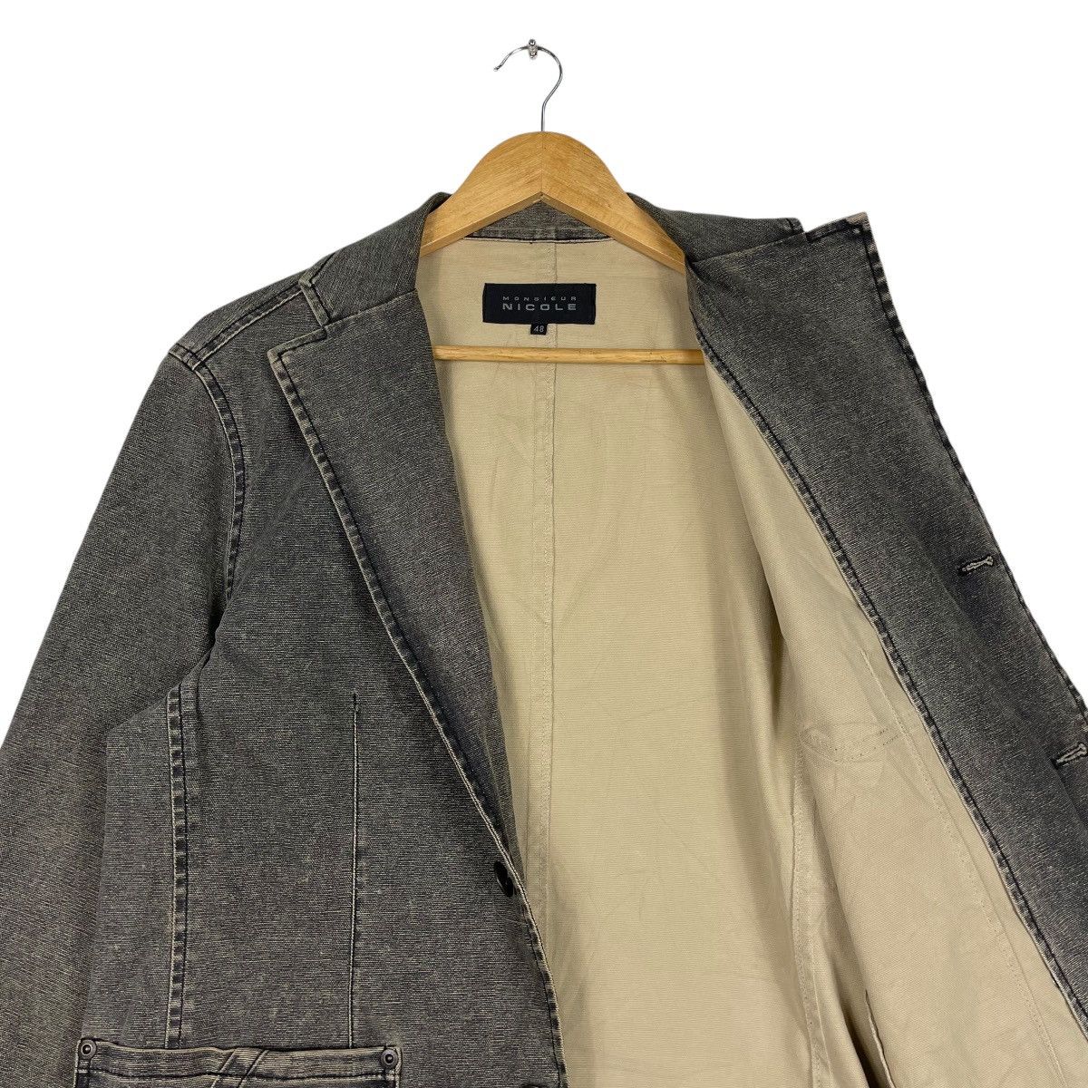 Japanese Brand × Nicole Club 💥NICOLE MONSEUR CHORE WASHED GREY JACKET Size US M / EU 48-50 / 2 - 9 Thumbnail