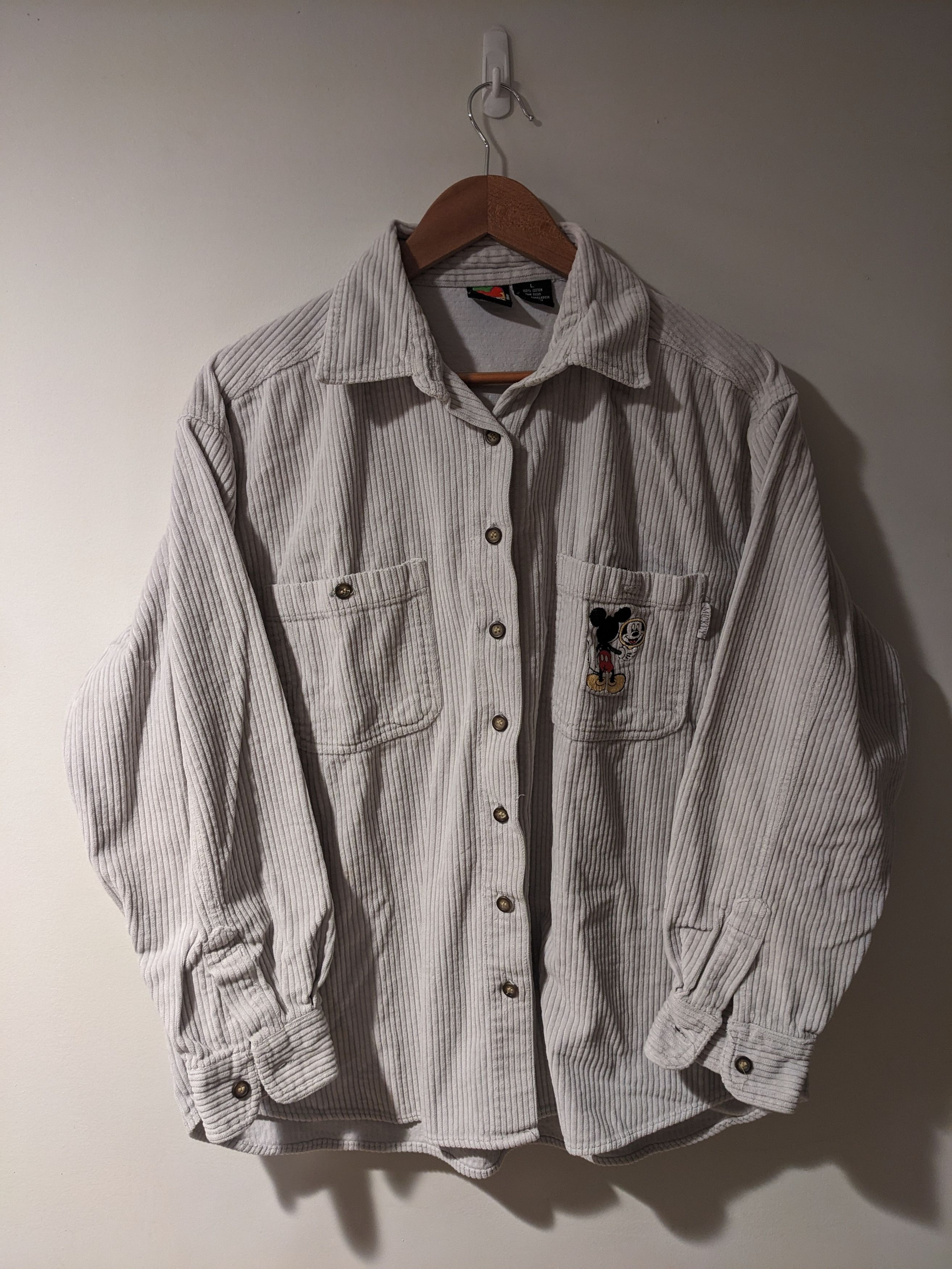 Disney × Vintage Vintage 90s Mickey Mouse Inc Disney Mirror Corduroy Shirt Size US L / EU 52-54 / 3 - 1 Thumbnail