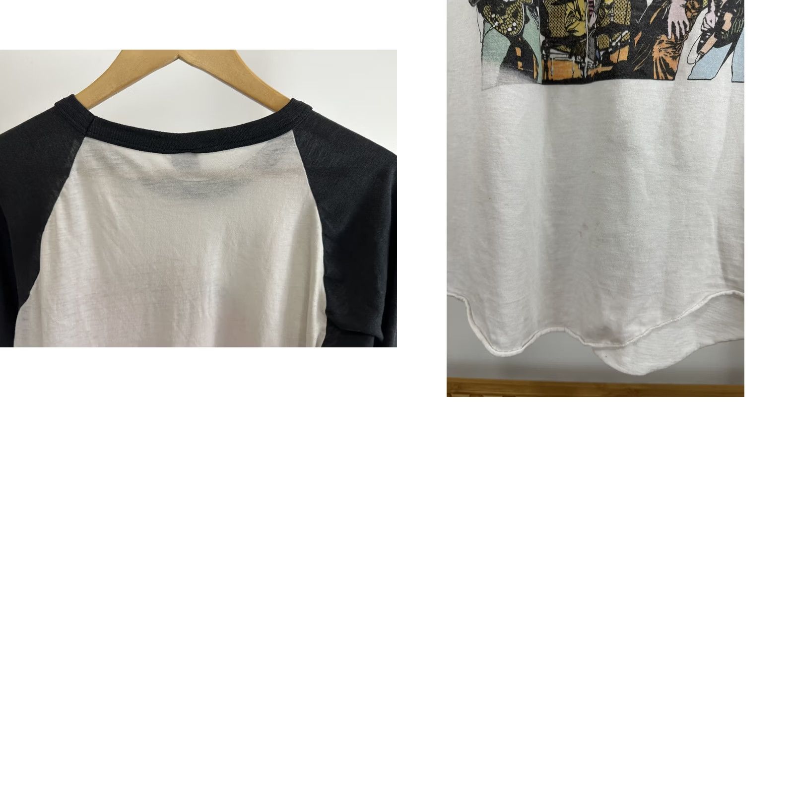 Vintage VTG The Rolling Stones The Knits Raglan Burn Out 80s Band T-Shirt XL White Men 3/4 Sleeve Raglan Burnout Tee Size US XL / EU 56 / 4 - 8 Thumbnail