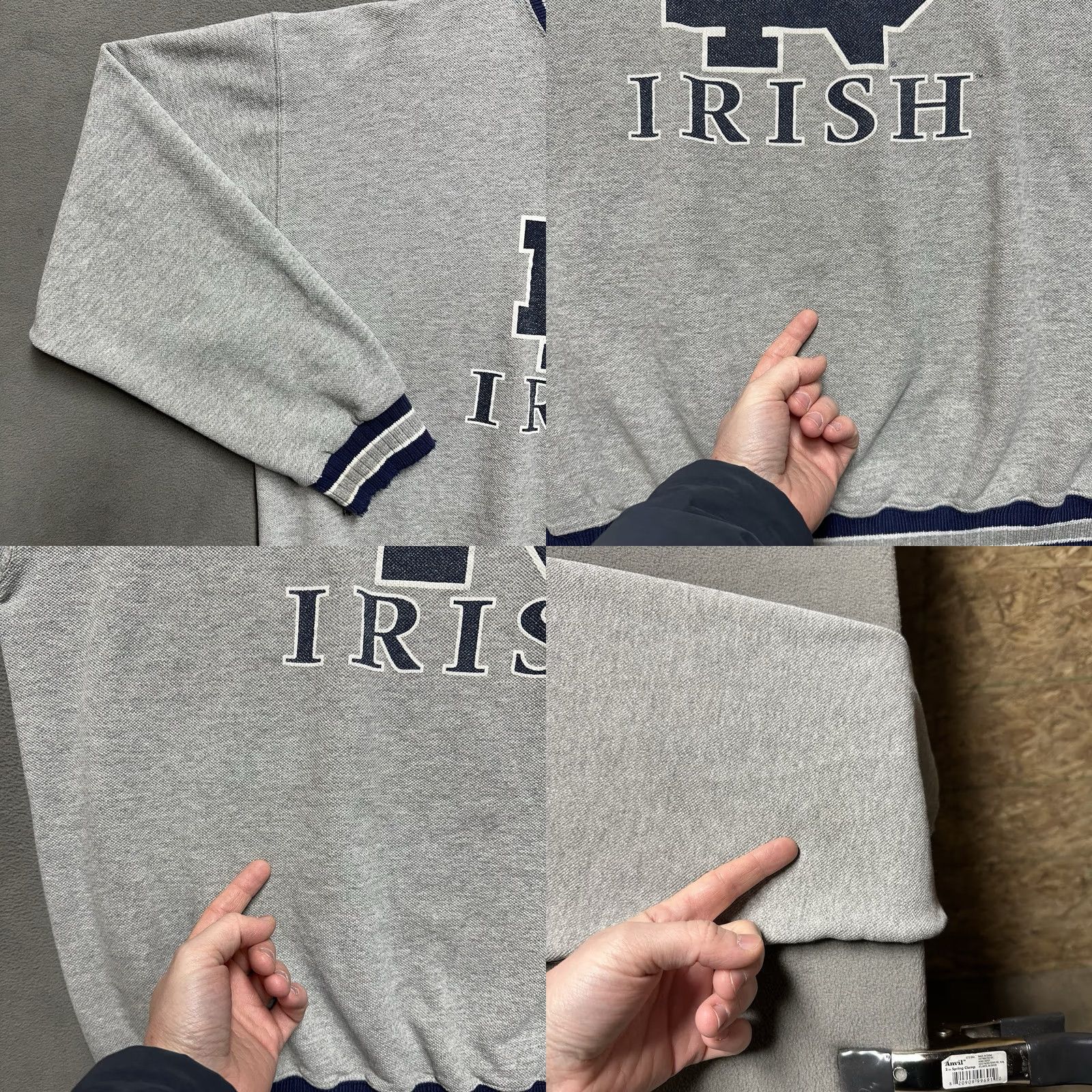 Vintage Vintage Notre Dame Sweatshirt Large Gray Crew Neck Fighting Irish Football Mens Size US L / EU 52-54 / 3 - 9 Thumbnail