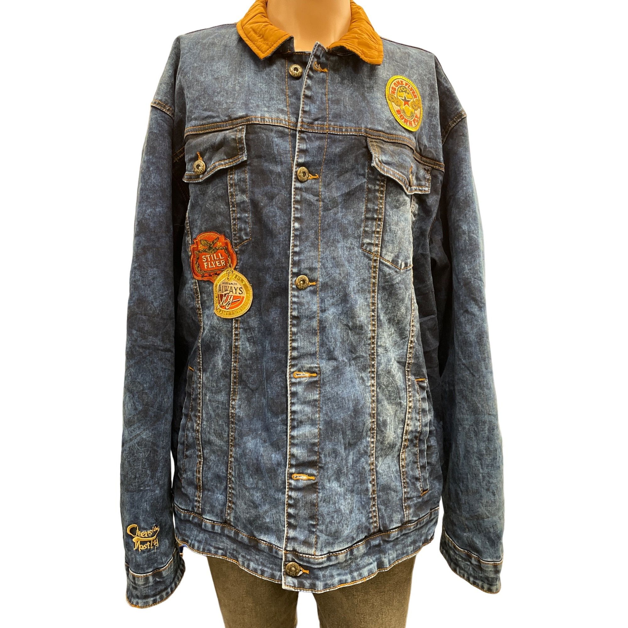 Born Fly Born Fly Men's Jean Jacket Size 3X, NWT SKU 1062 Size US XXL / EU 58 / 5 - 1 Thumbnail