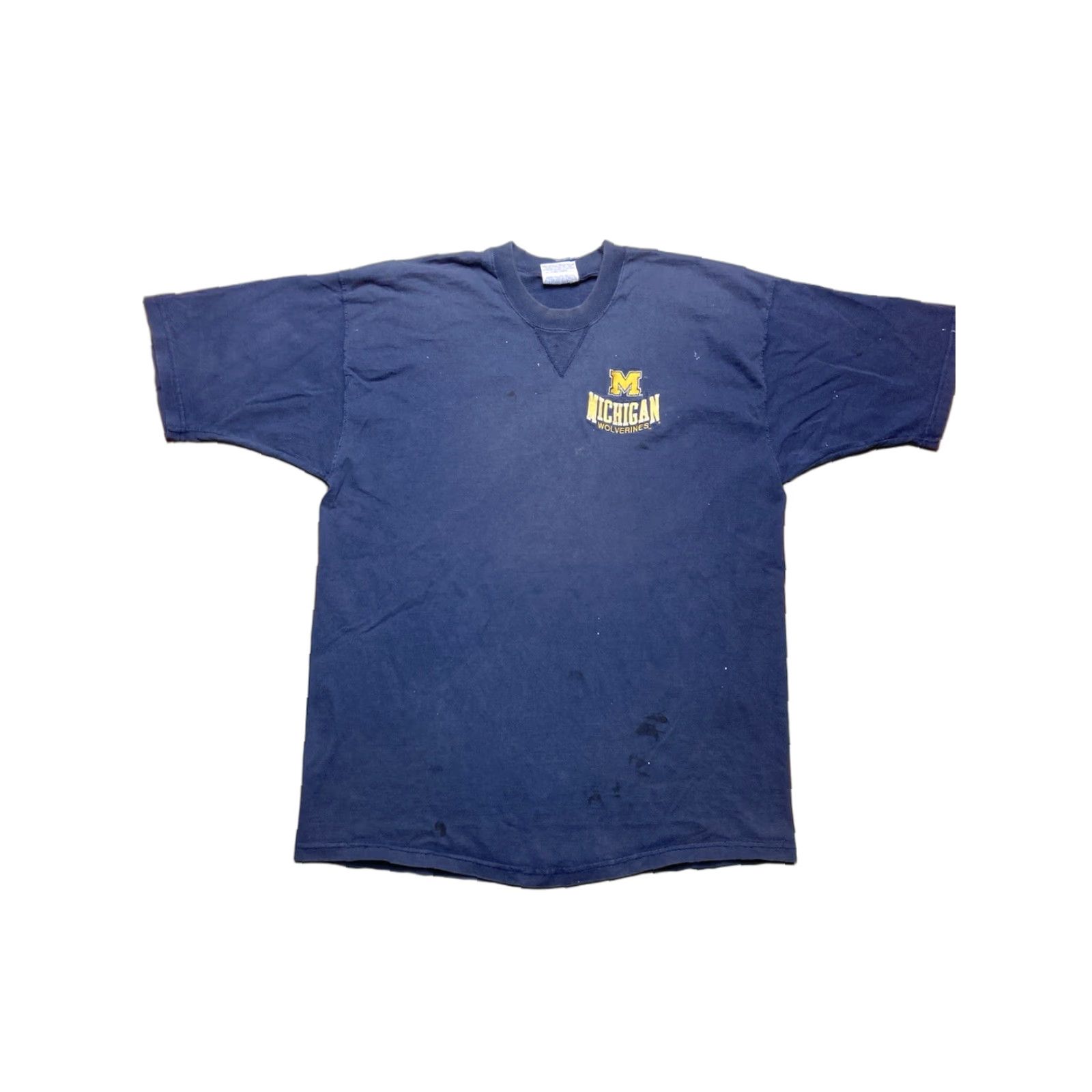 Pro Player VINTAGE 90s University of Michigan Wolverines Paint Distressed T-Shirt Pro Player 2XL Blue Mens Size US XXL / EU 58 / 5 - 1 Thumbnail
