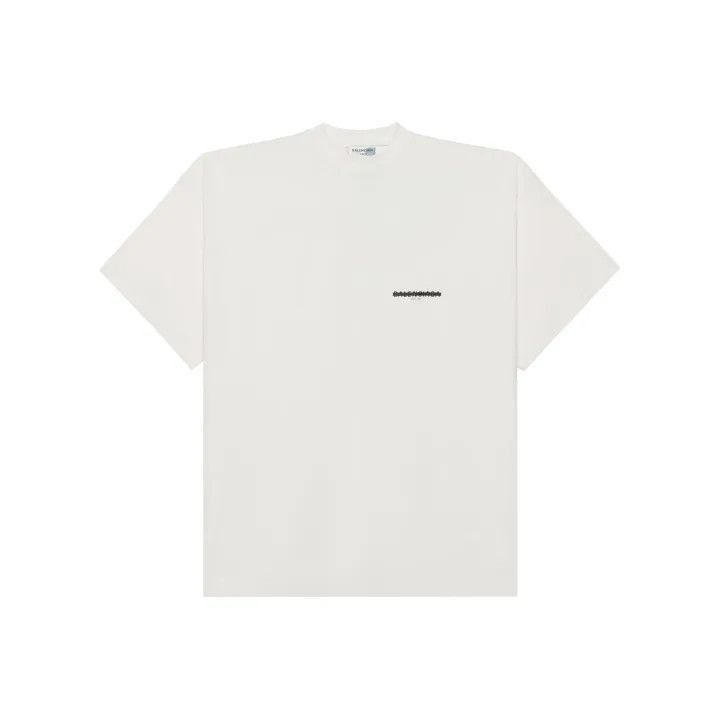 Balenciaga Balenciaga White Logo Print Short Sleeve T-shirt 0079-2507 Size S / US 4 / IT 40 - 1 Thumbnail