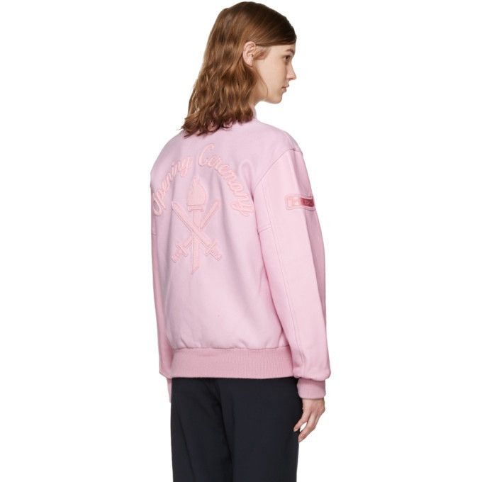 Opening Ceremony Opening Ceremony Pink Varsity Jacket Wool Leather Size L Size L / US 10 / IT 46 - 2 Thumbnail