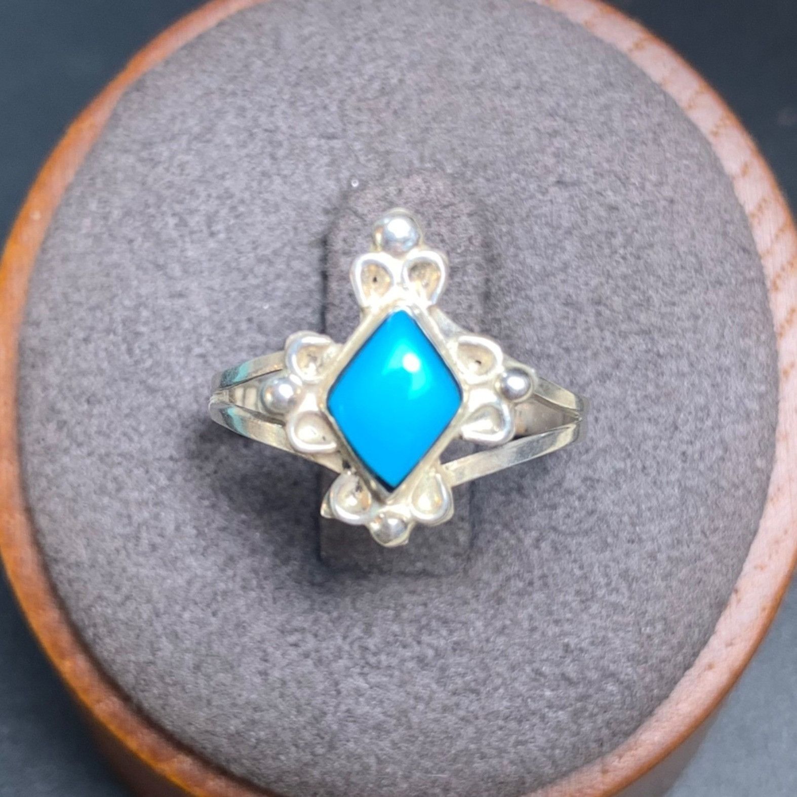 Vintage Solid Sterling Silver 925 Composite Turquoise Scroll Stateme Size ONE SIZE - 1 Thumbnail