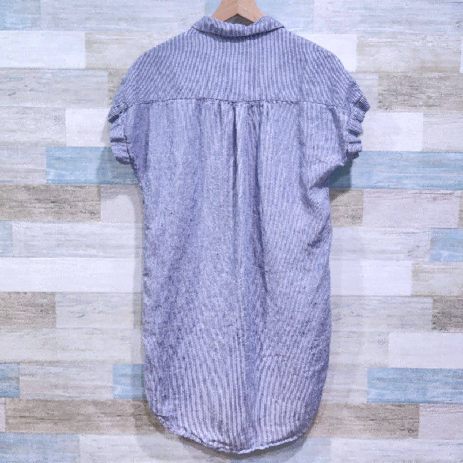 Elie Tahari Tahari Linen Short Sleeve Shirt Dress Blue White Stripe XS Size XS / US 0-2 / IT 36-38 - 3 Thumbnail