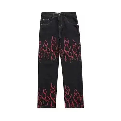 Japanese Brand × Jean Black Fire Flame Graphic Denim Jeans Size US 32 / EU 48 - 3 Thumbnail