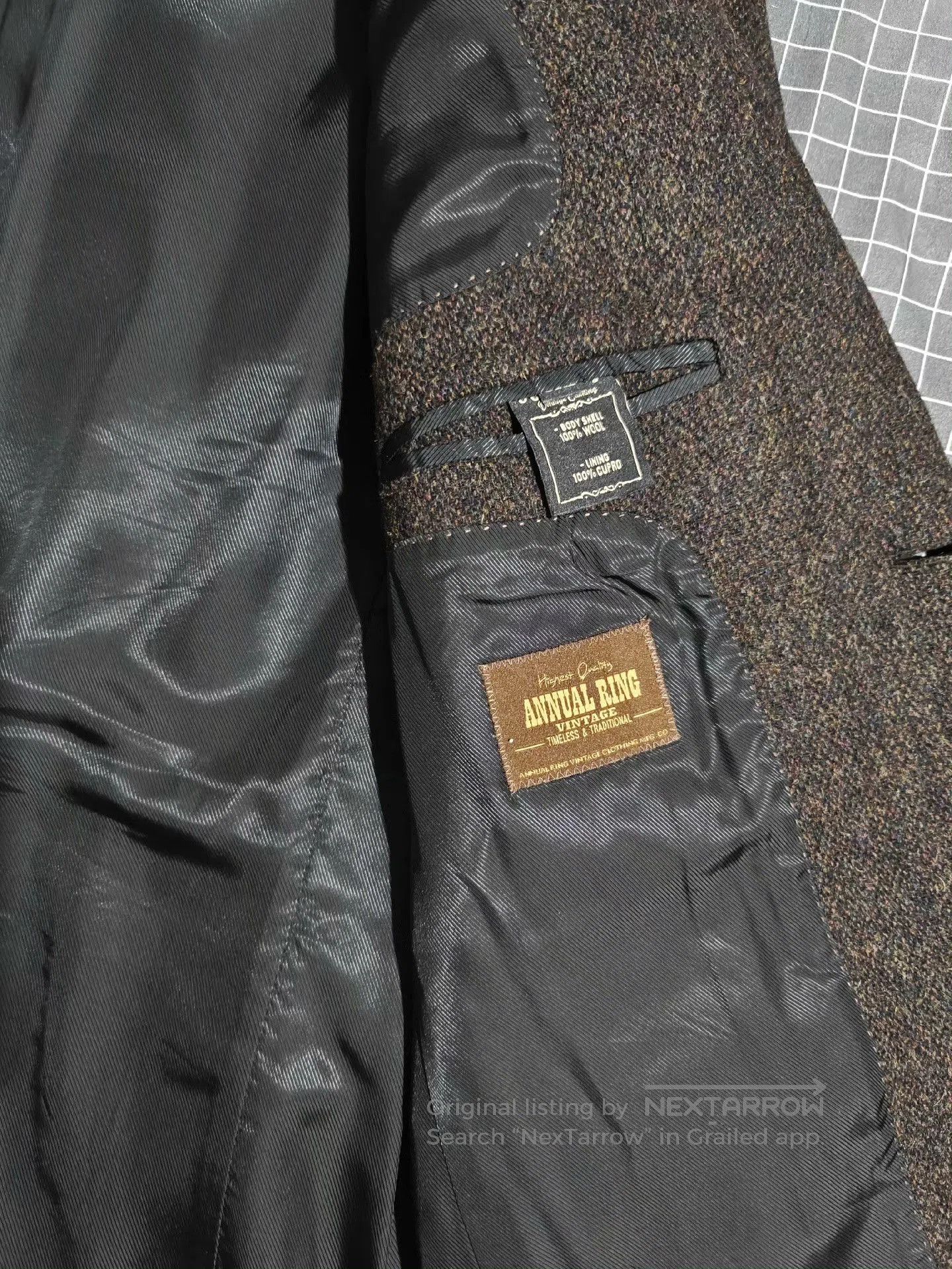 Vintage Retro Tweed Wool Men's Blazer. Size US XL / EU 56 / 4 - 7 Thumbnail