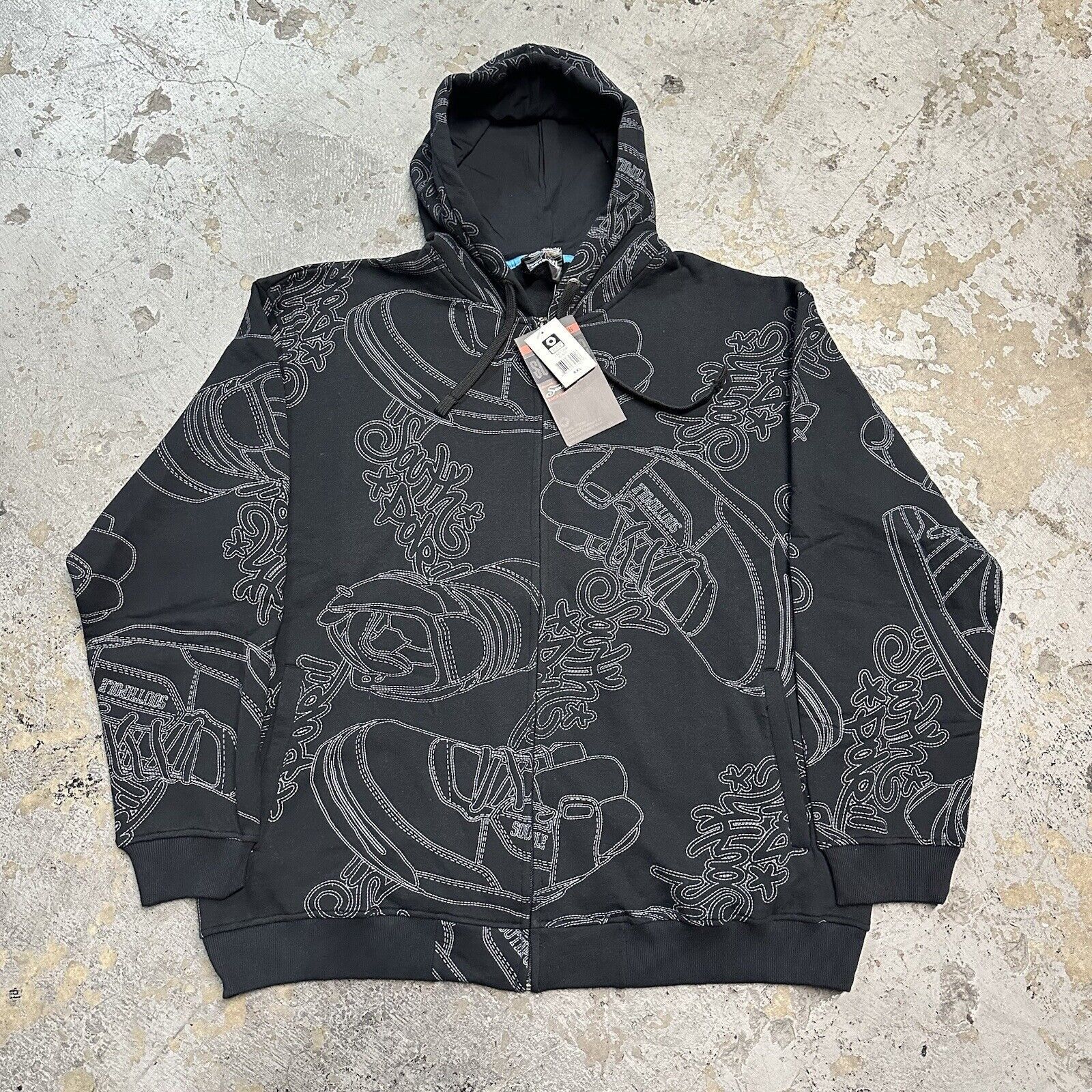 Jnco Southpole Streetwear NWT Vintage Y2K Southpole Black Shoes AOP Hoodie XXL NEW Grailed