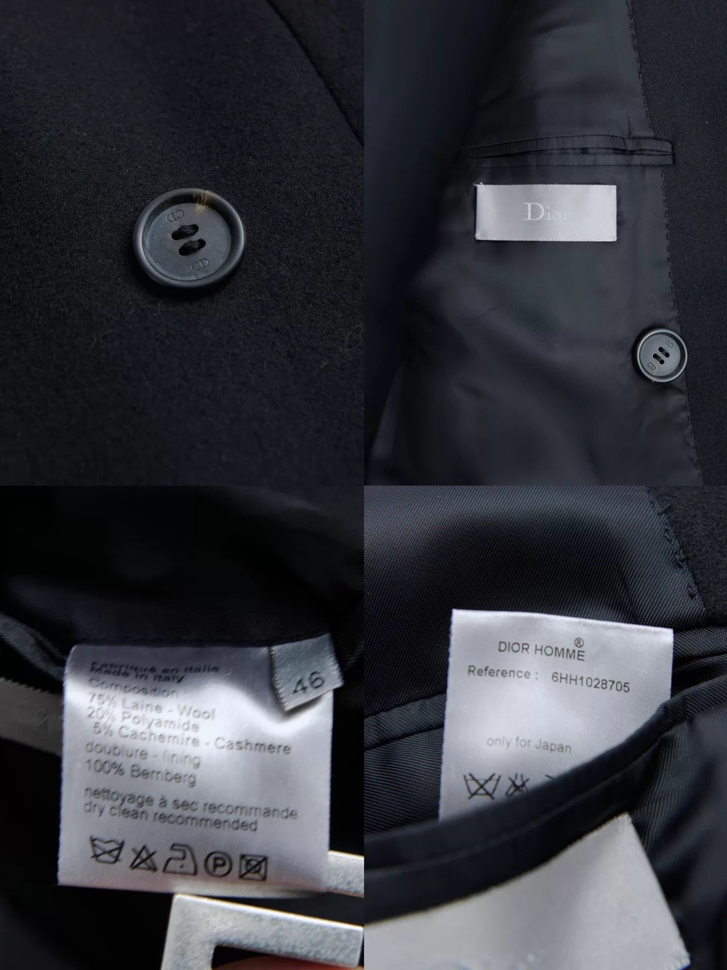 Dior DIOR HOMME 2006AW Double-Breasted Black Long Suit Size 46R - 9 Thumbnail