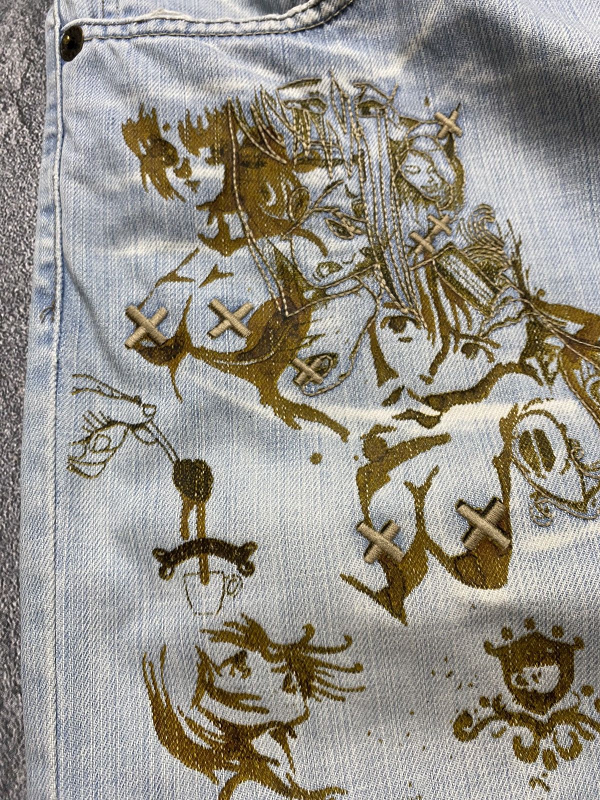 Anime × Japanese Brand Egoiste VNTG Embroidered Pulls Flare Y2K Jeans Pants Size US 34 / EU 50 - 7 Thumbnail