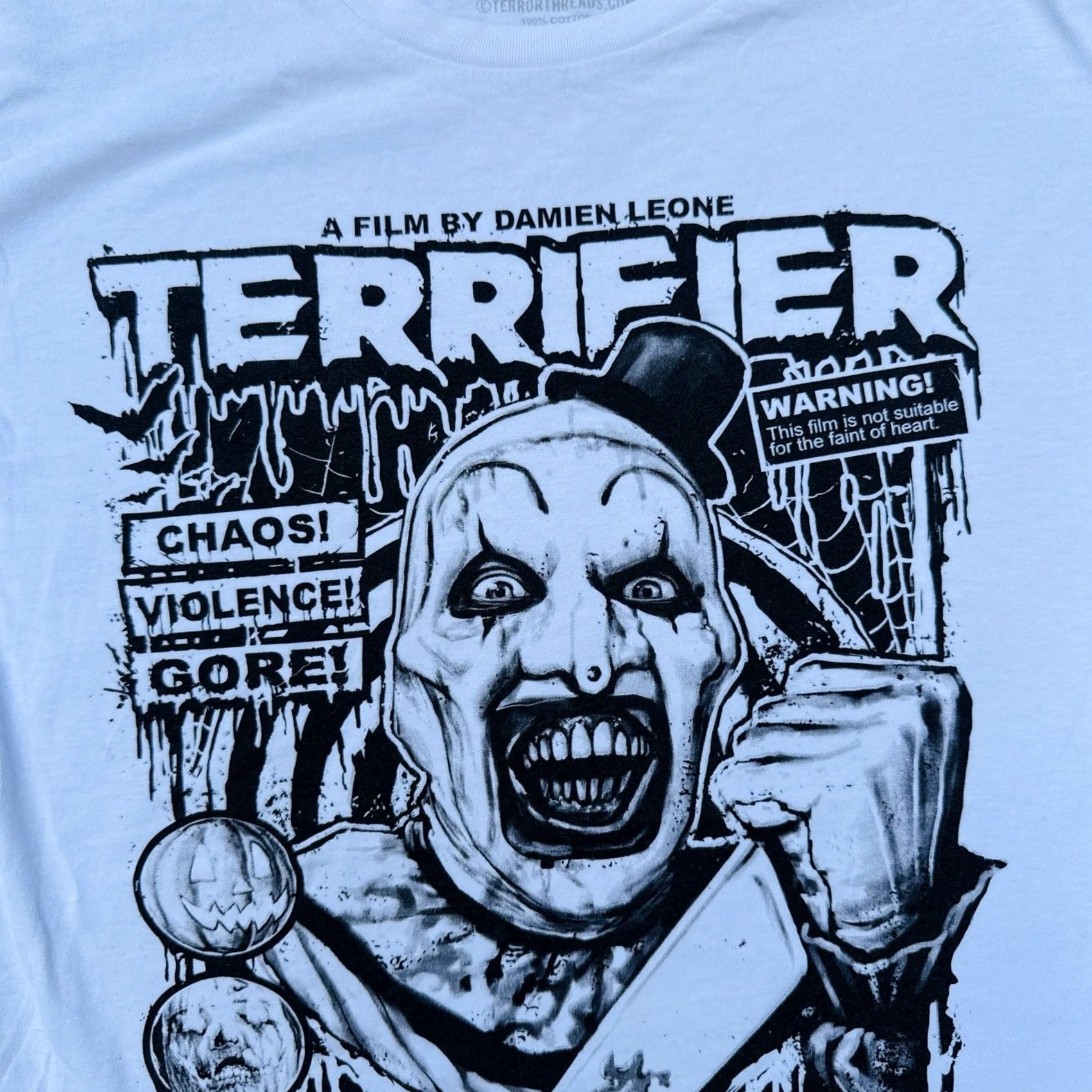 Vintage Terror Threads Terrifier Art The Clown Horror Movie Tee T Shirt White L Art Size US L / EU 52-54 / 3 - 2 Thumbnail
