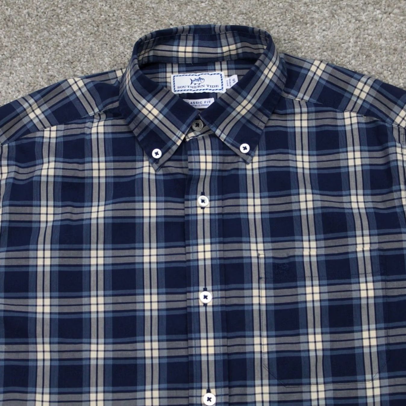 Southern Tide Southern Tide Shirt Mens Small Blue/ tan Cotton Stretch L/S Button-Up Size US S / EU 44-46 / 1 - 6 Thumbnail