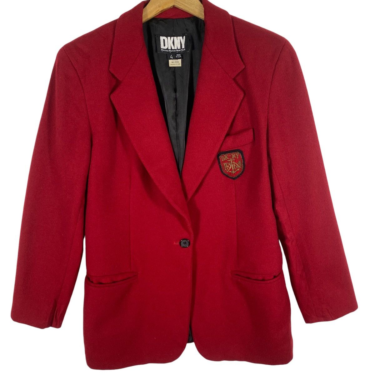 DKNY × Vintage Vintage 90s Preppy Donna Karan New York Wool Blazer Size 34S - 4 Thumbnail