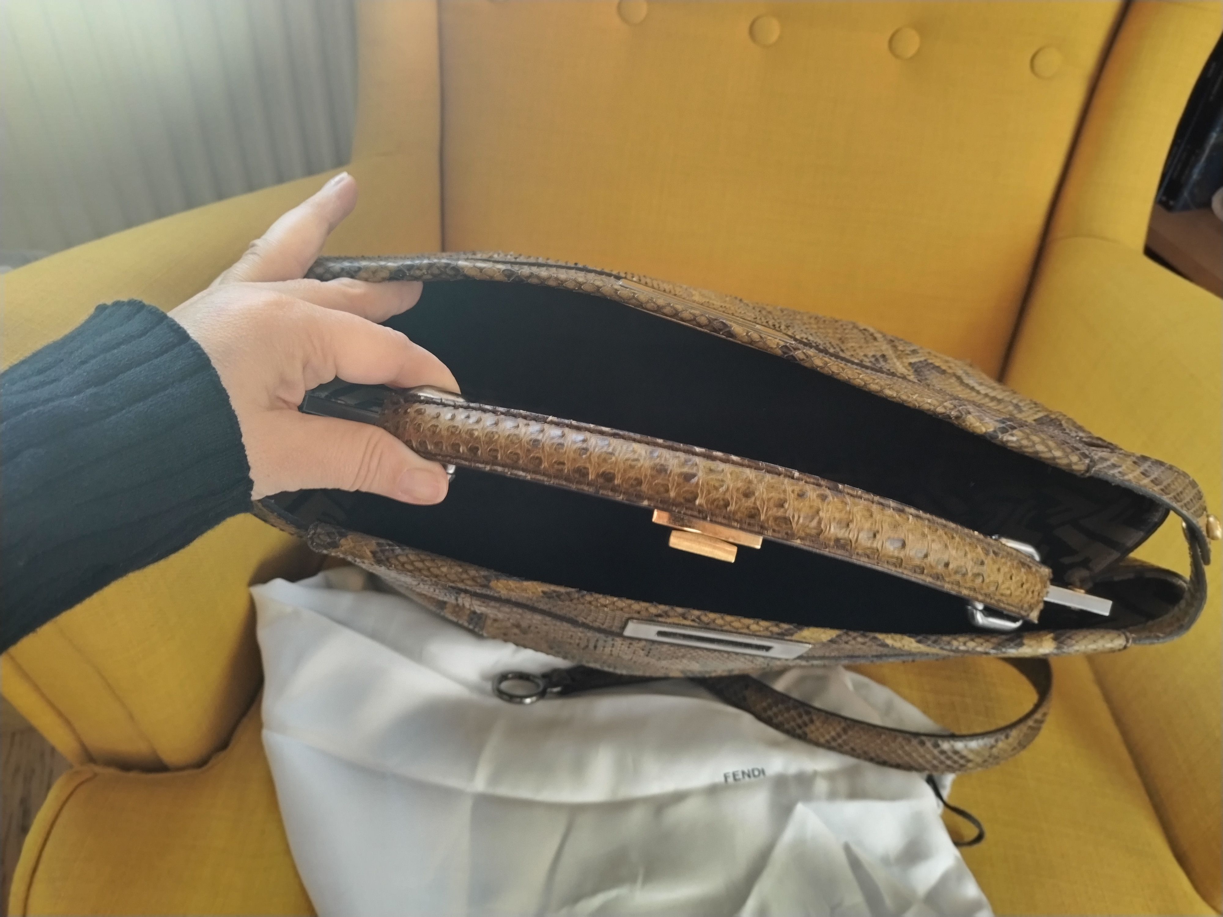 Fendi Fendi Brown Python Peekaboo Handle Bag Size ONE SIZE - 3 Thumbnail