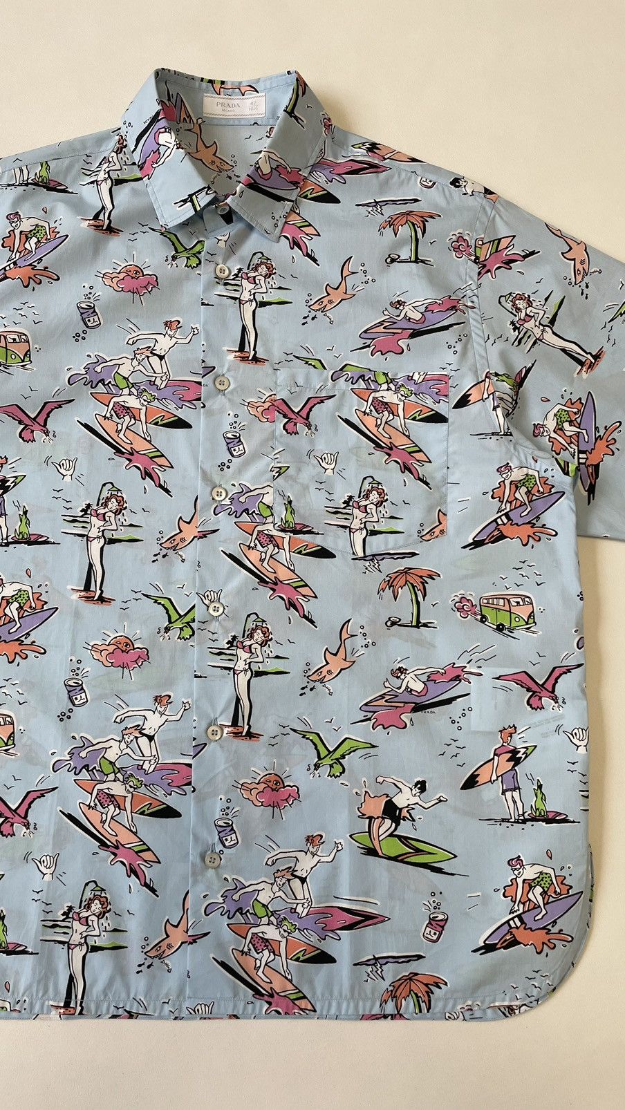 Prada S/S 12 ‘Surf’ Print Short Sleeve Shirt Size US L / EU 52-54 / 3 - 9 Thumbnail